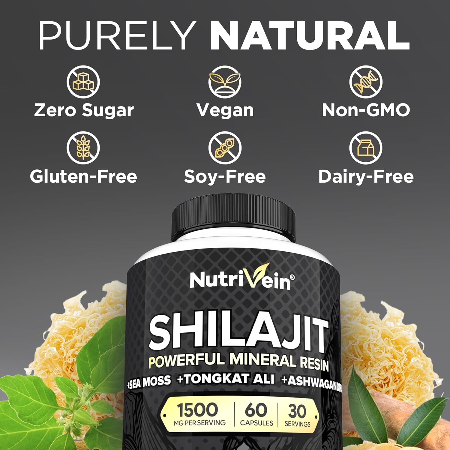 Shilajit & Fadogia Agrestis Supplement Bundle for Performance, Endurance, & Vitality - Nutrivein Premium Capsules for Women and Men