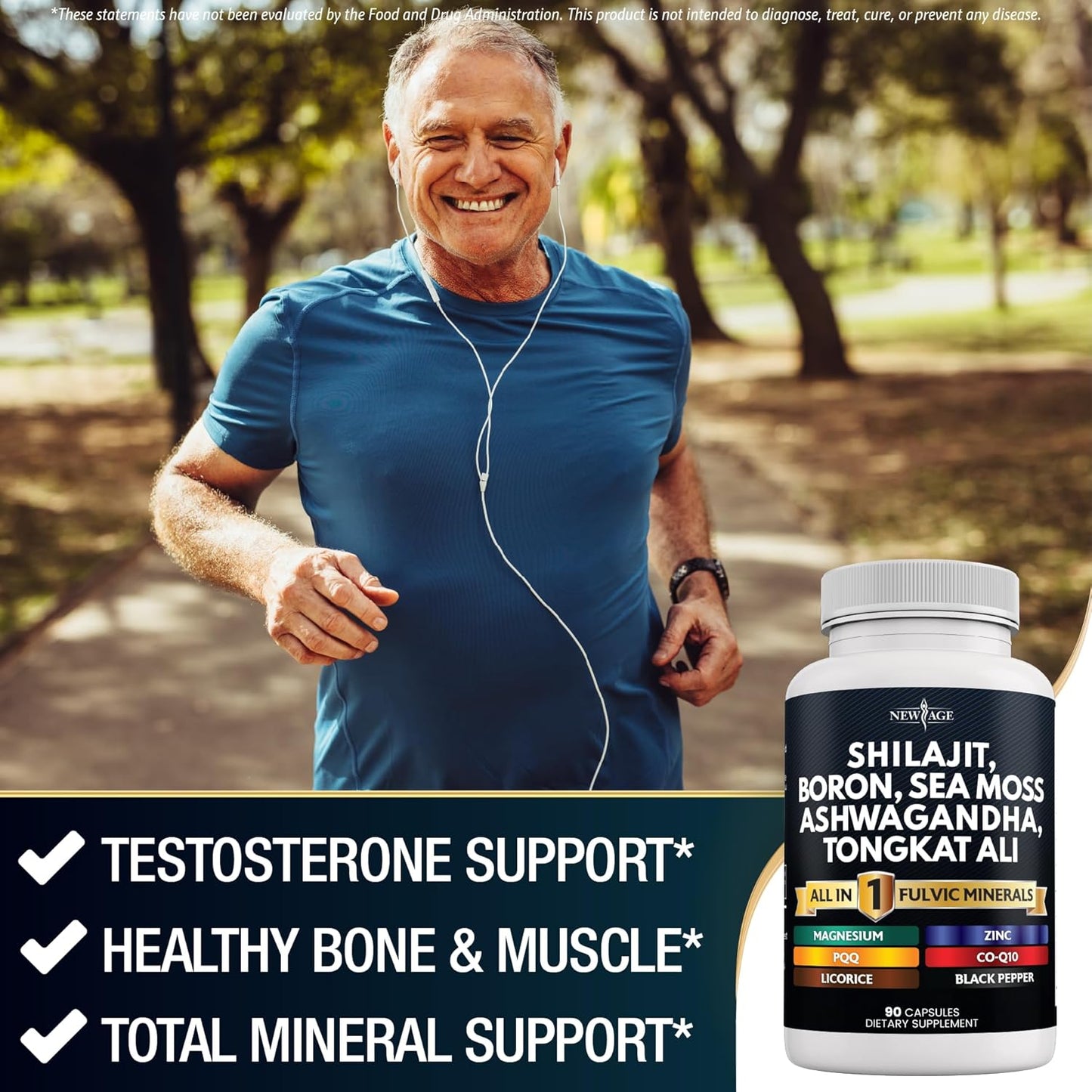 Shilajit Fulvic Acid Capsules with Sea Moss, Ashwagandha, Tongkat Ali, Boron, Magnesium - Men's Supplement - 180 Count (2 Pack)