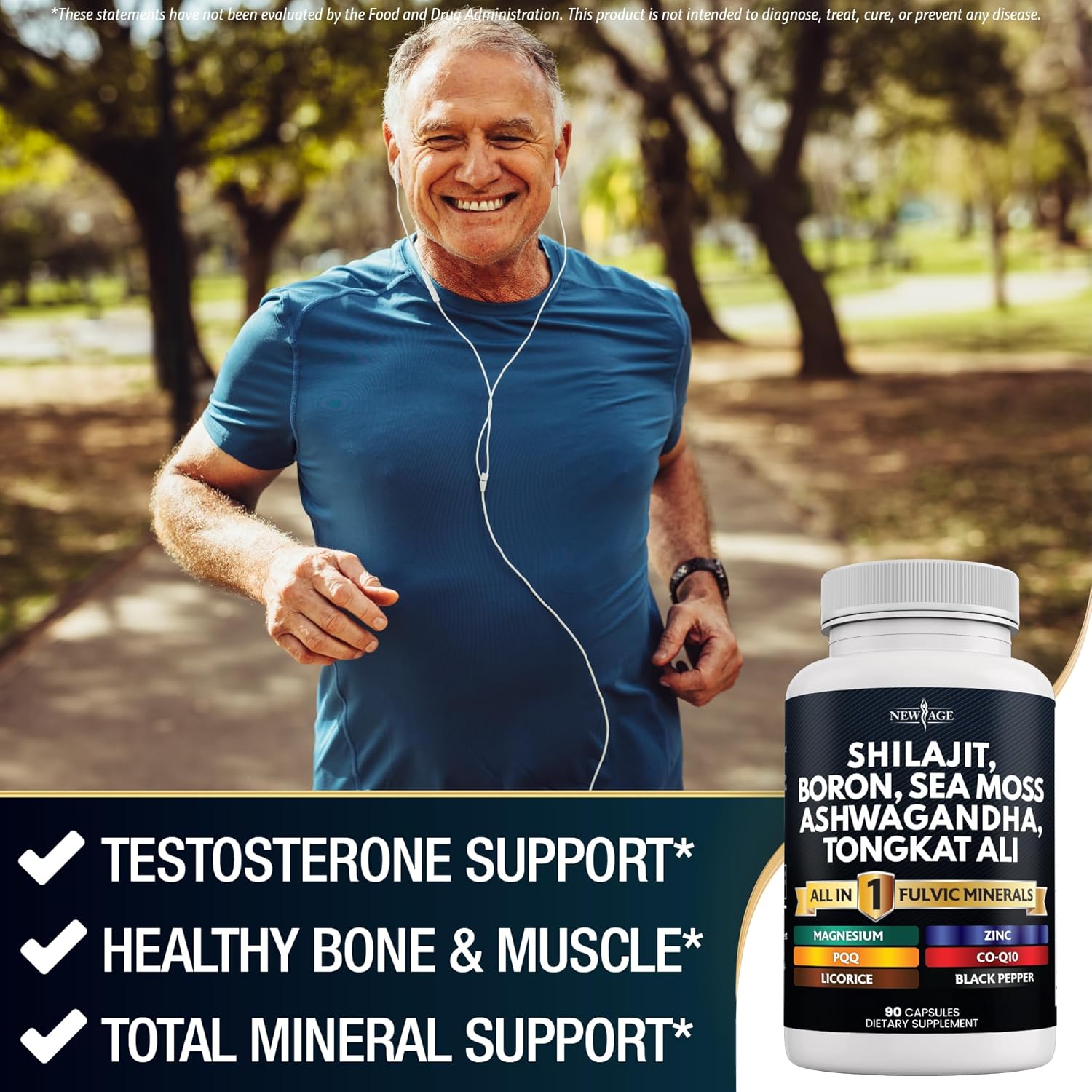 Shilajit Fulvic Acid Capsules with Sea Moss, Ashwagandha, Tongkat Ali, Boron, Magnesium - Men's Supplement - 180 Count (2 Pack)