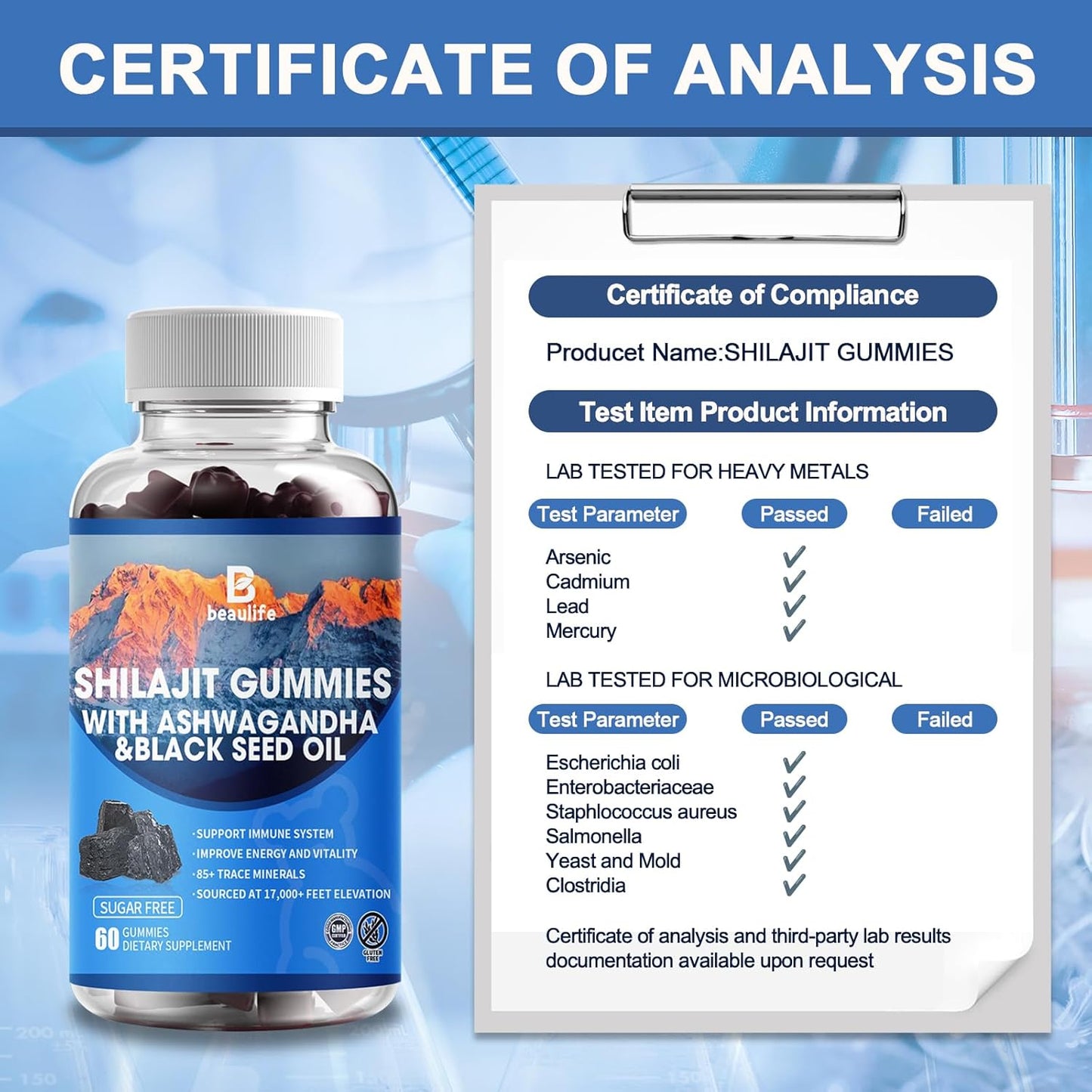 Shilajit Gummies with 85+ Trace Minerals, Fulvic Acid, and Vitamins for Energy and Immune Support