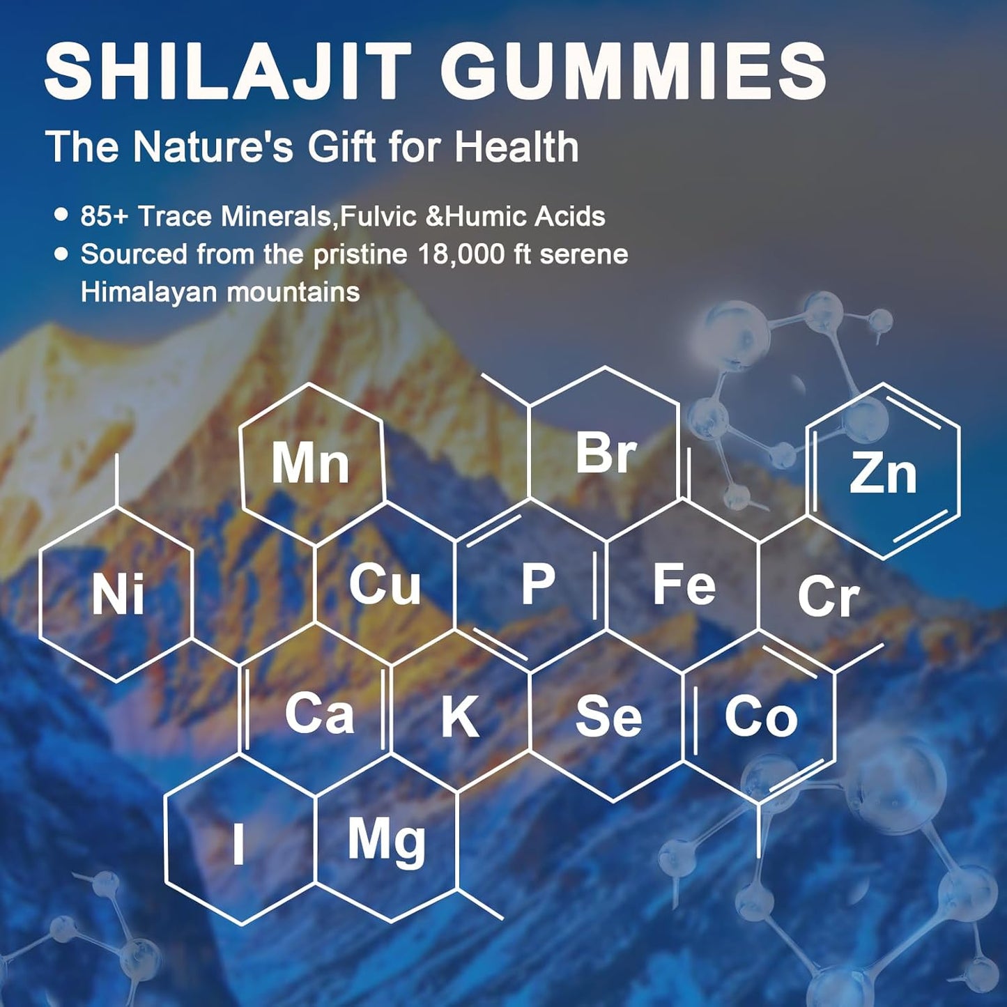 Shilajit Gummies with 85+ Trace Minerals, Fulvic Acid, and Vitamins for Energy and Immune Support