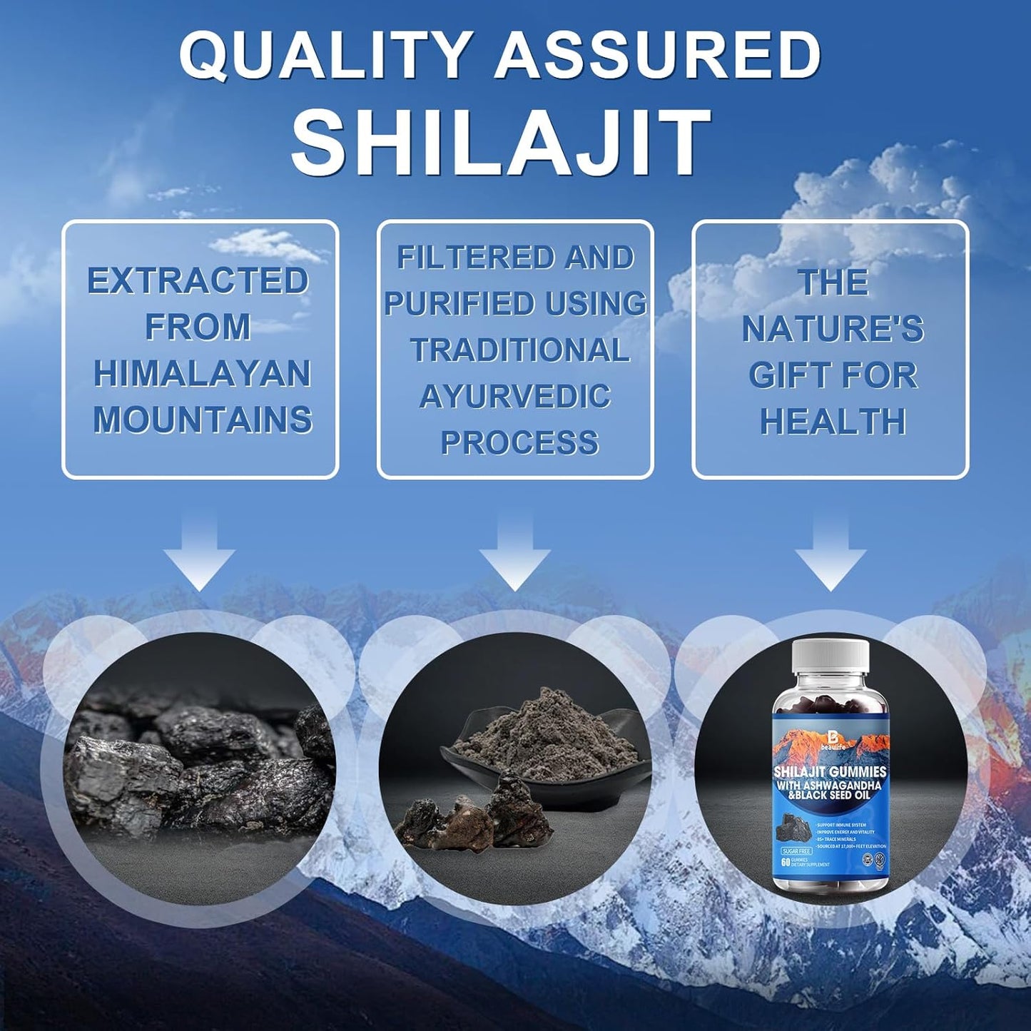 Shilajit Gummies with 85+ Trace Minerals, Fulvic Acid, and Vitamins for Energy and Immune Support