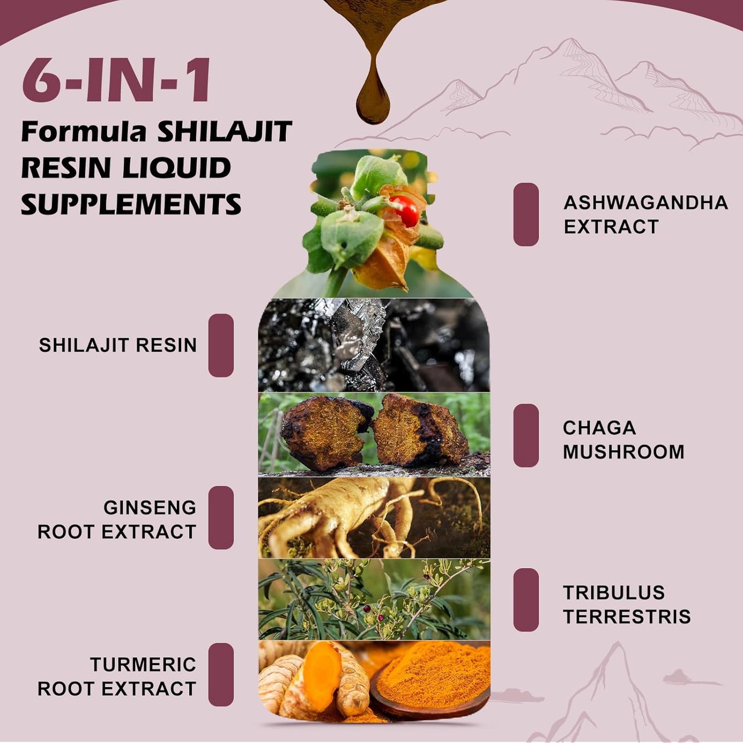 Shilajit Resin Liquid Drops with Ashwagandha for Men and Women by B BEWORTHS