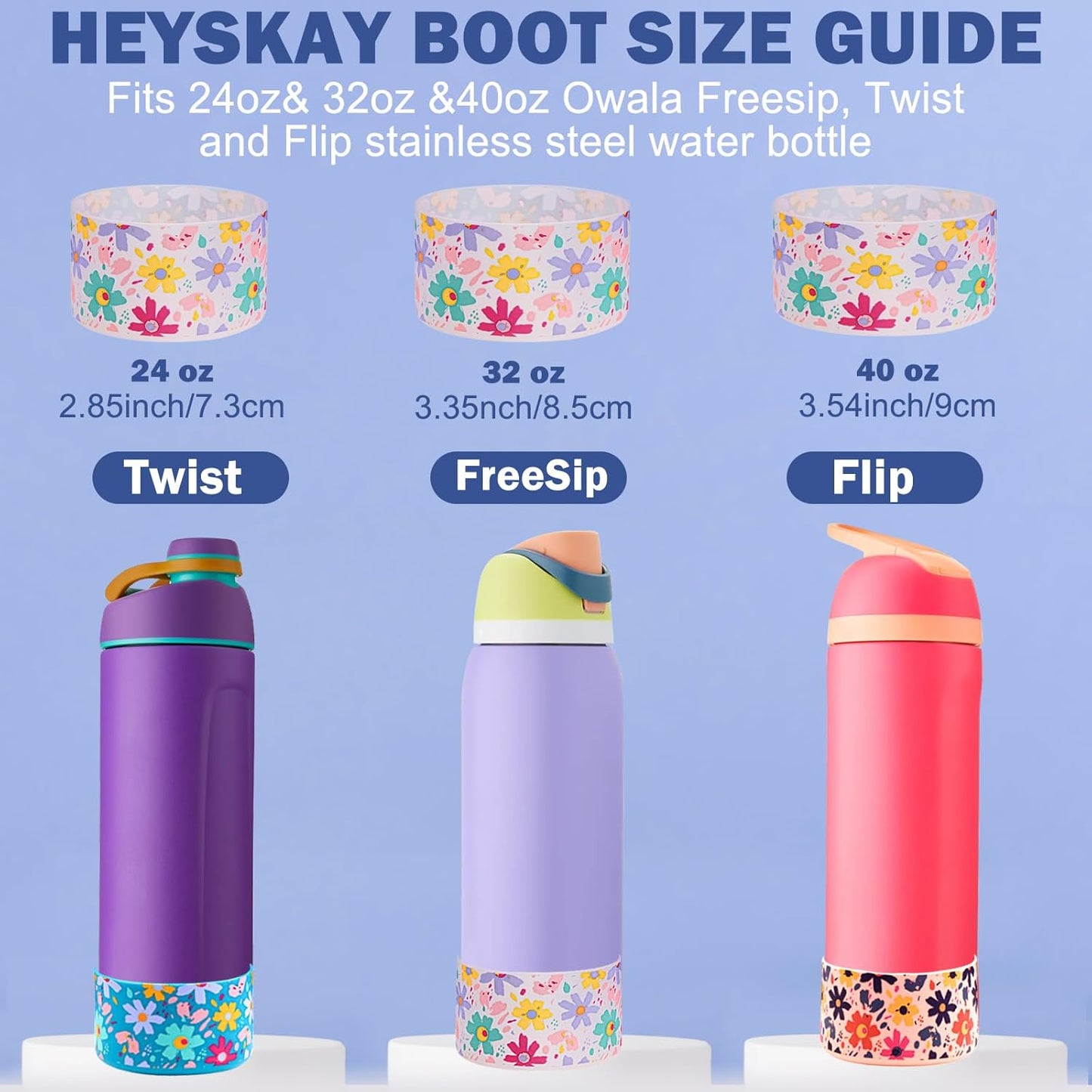 Silicone Boot for Owala Flask Water Bottle 2PCS - Anti-Slip Protective Sleeve - BPA-Free Bottom Base - Fits 24oz, 32oz, 40oz - Owala Twist, FreeSip, Flip Stainless Steel Bottle