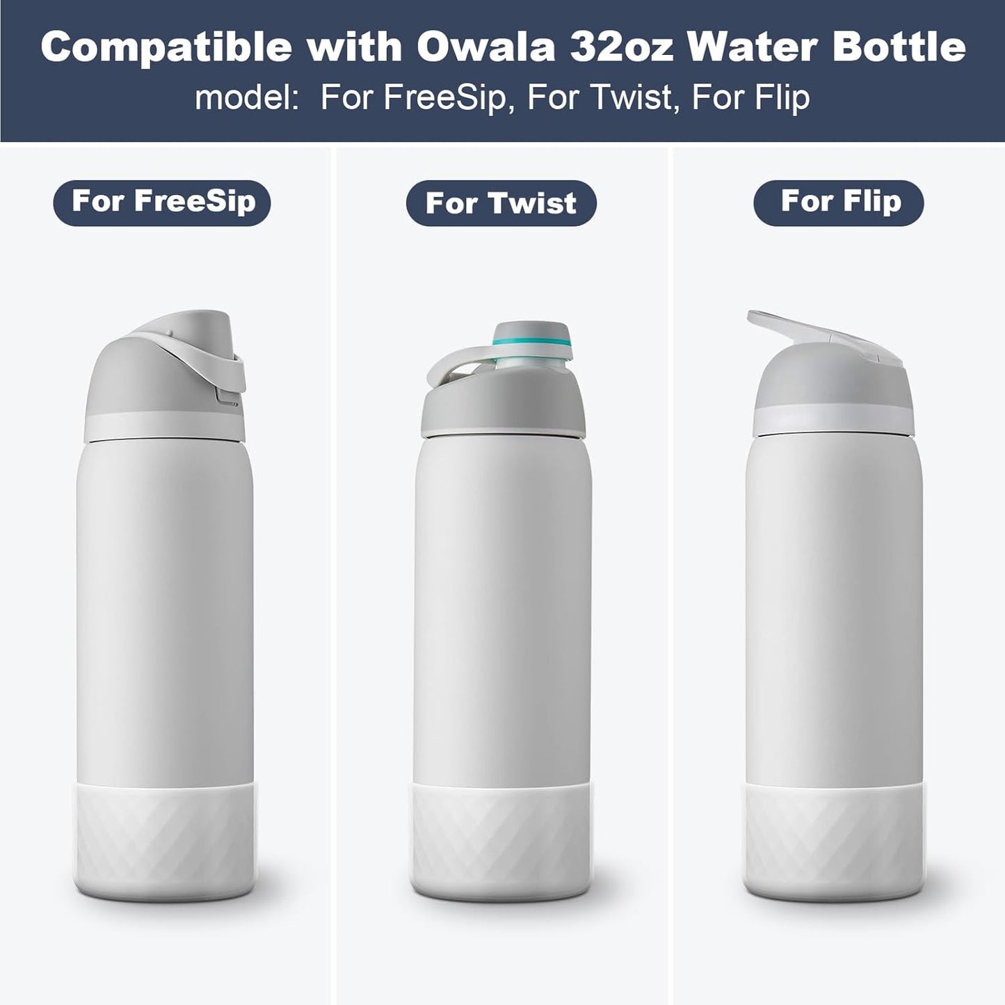 Silicone Boot for Owala Water Bottle - Anti-Slip Protective Sleeve for Stainless Steel Bottles - Fits 24oz, 32oz, 40oz - FreeSip/Twist/Flip Accessories