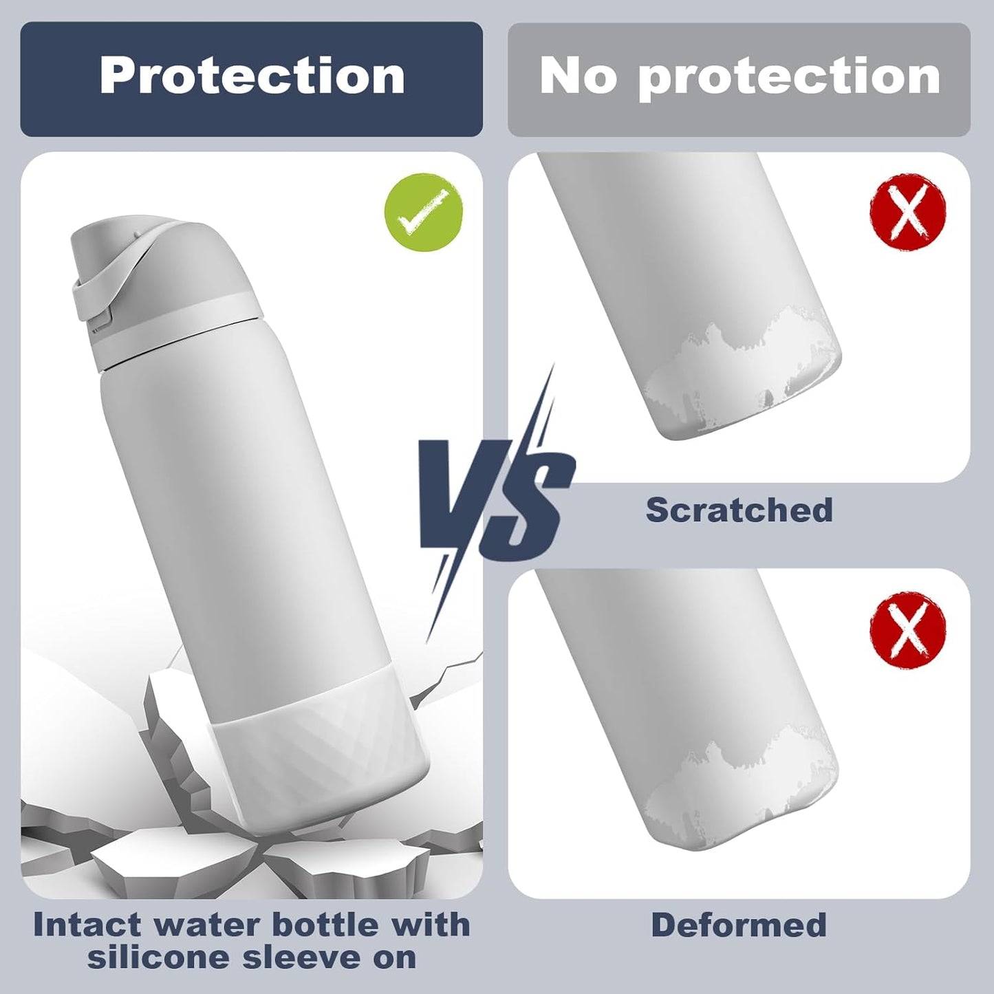 Silicone Boot for Owala Water Bottle - Anti-Slip Protective Sleeve for Stainless Steel Bottles - Fits 24oz, 32oz, 40oz - FreeSip/Twist/Flip Accessories