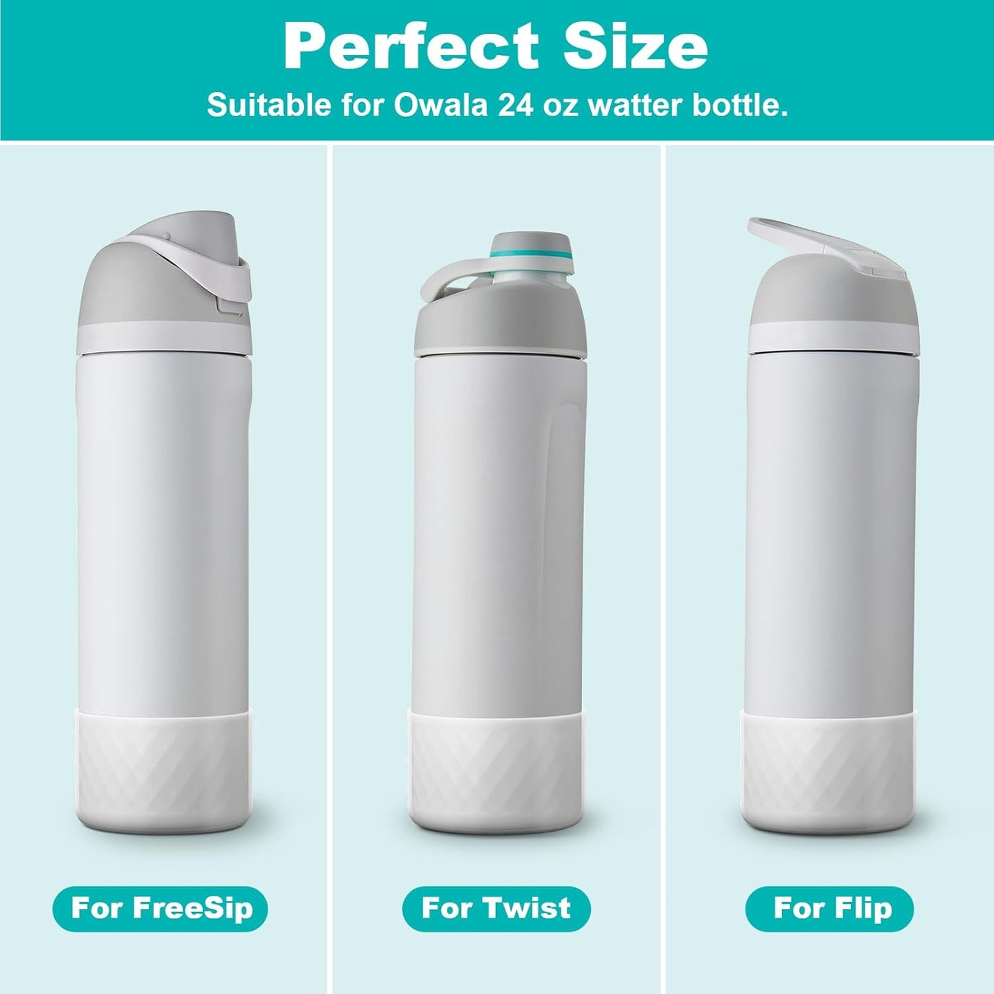 Silicone Grid Boot Protector for Owala Water Bottle - Anti-Slip Sleeve for FreeSip/Twist/Flip - Bottom Bumper Cover for Accessories