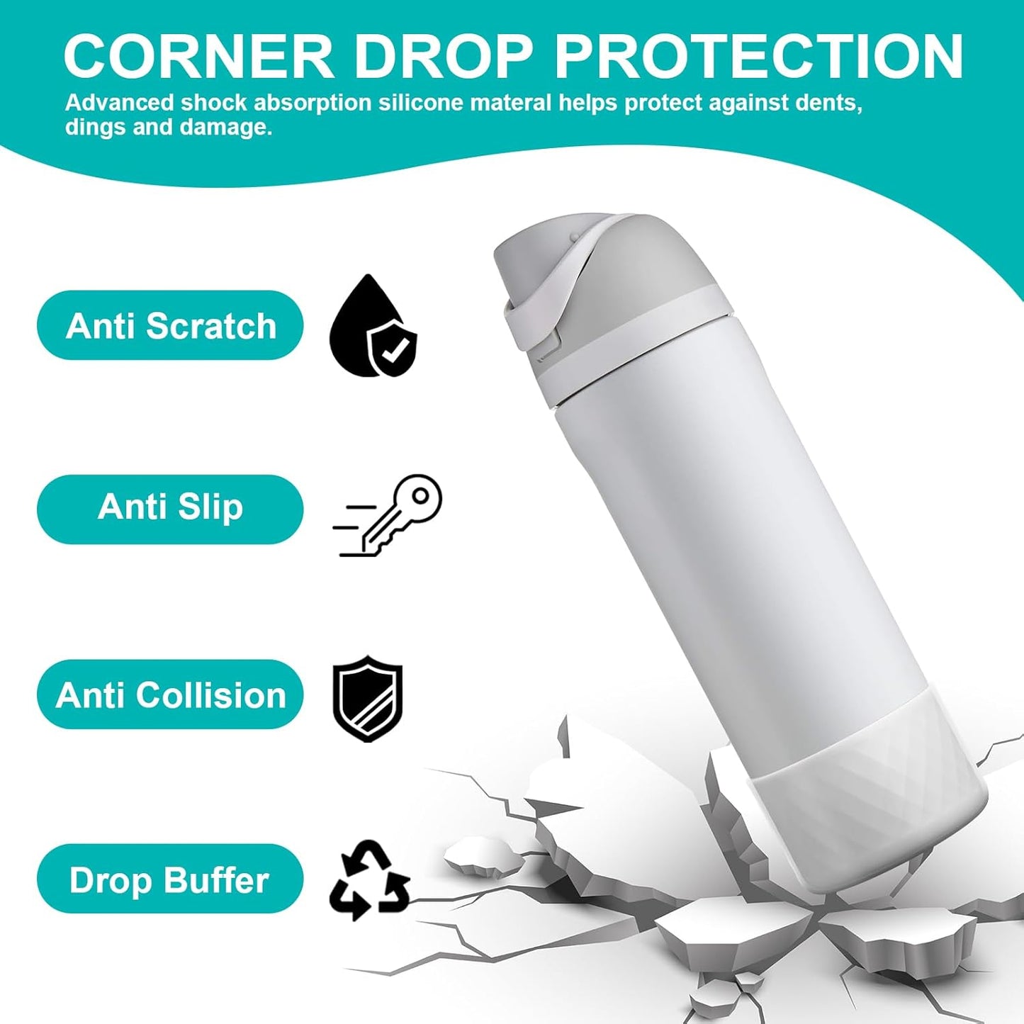 Silicone Grid Boot Protector for Owala Water Bottle - Anti-Slip Sleeve for FreeSip/Twist/Flip - Bottom Bumper Cover for Accessories