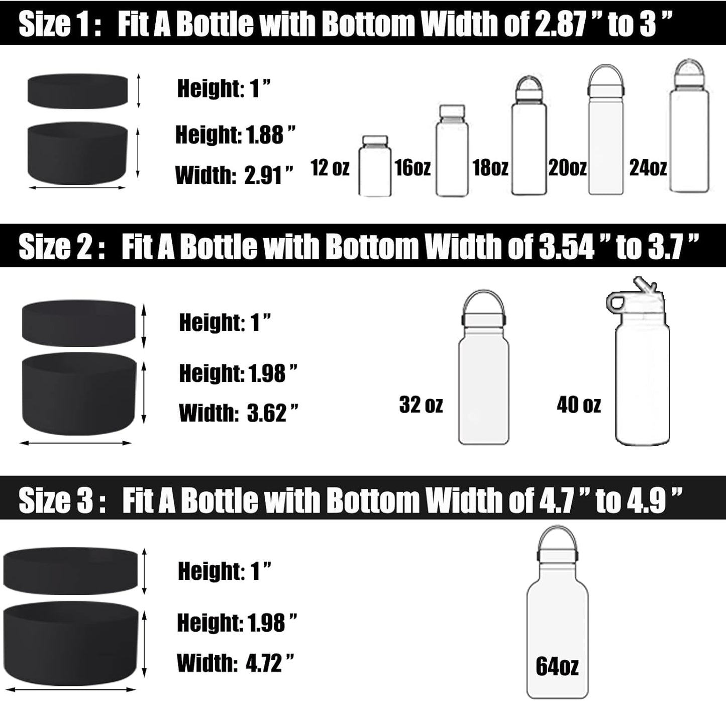 Silicone Water Bottle Boot for Hydro Flask - Double Protection & Anti-Slip - 3 Sizes