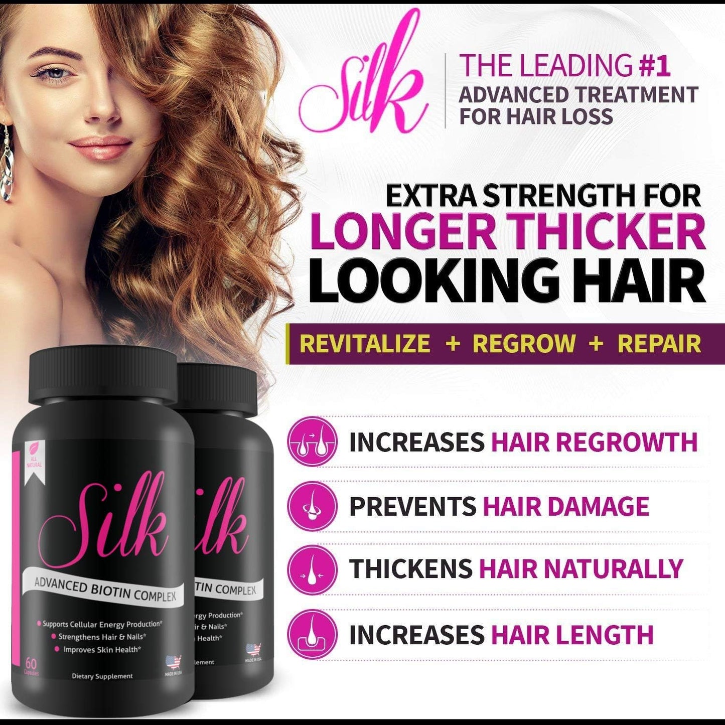 Silk Advanced Biotin Complex for Stronger Hair, Healthier Skin, and Ultimate Nail Strength