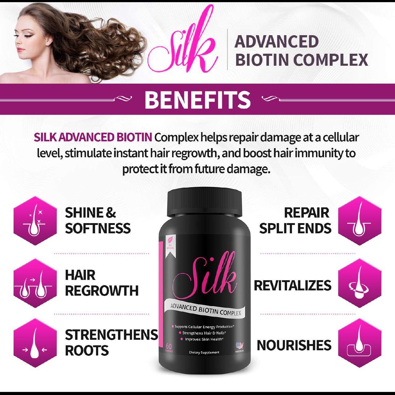 Silk Advanced Biotin Complex for Stronger Hair, Healthier Skin, and Ultimate Nail Strength