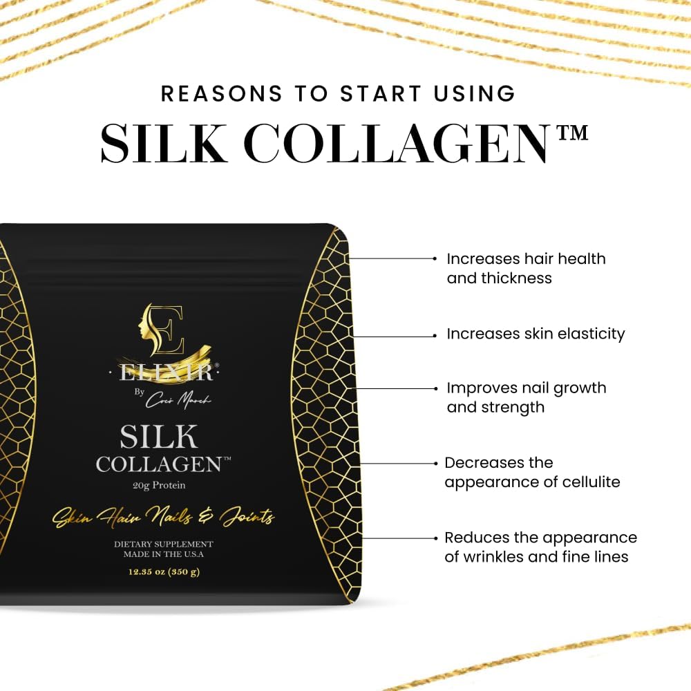 Silk Collagen Elixir by Cocó March - Boosts Hair, Nails, and Joint Health with New Amino Molecules - 20g Protein - Dissolves Instantly