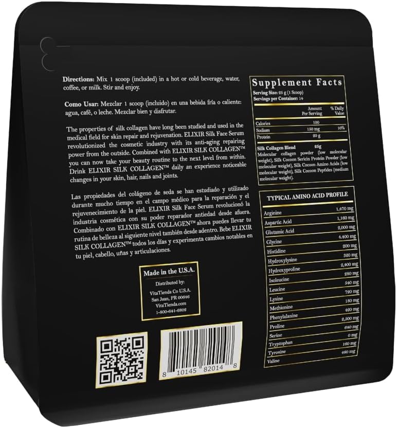 Silk Collagen Elixir by Cocó March - Boosts Hair, Nails, and Joint Health with New Amino Molecules - 20g Protein - Dissolves Instantly