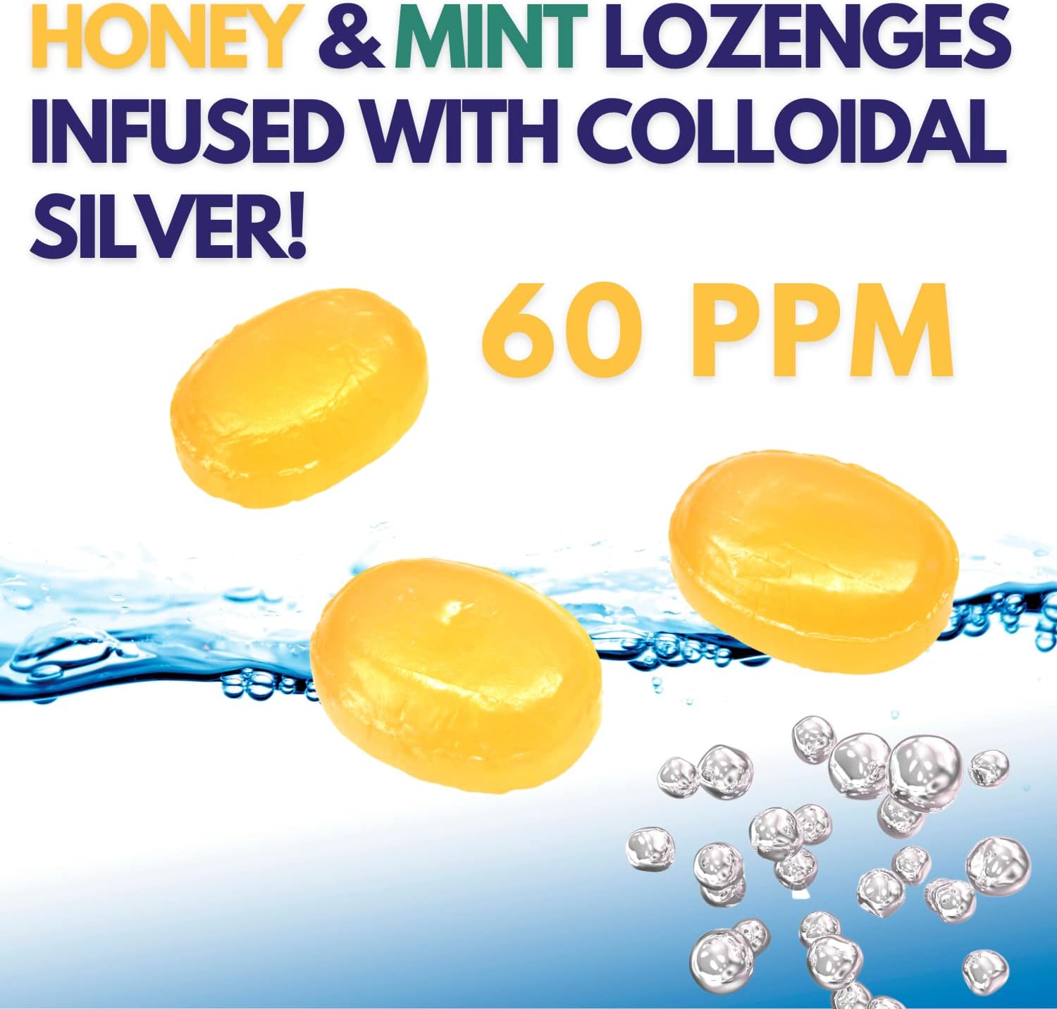 Silver Biotics Colloidal Silver Lozenges with Manuka Honey - 60 PPM SilverSol for Immune Support and Throat Soothing - 21 Count