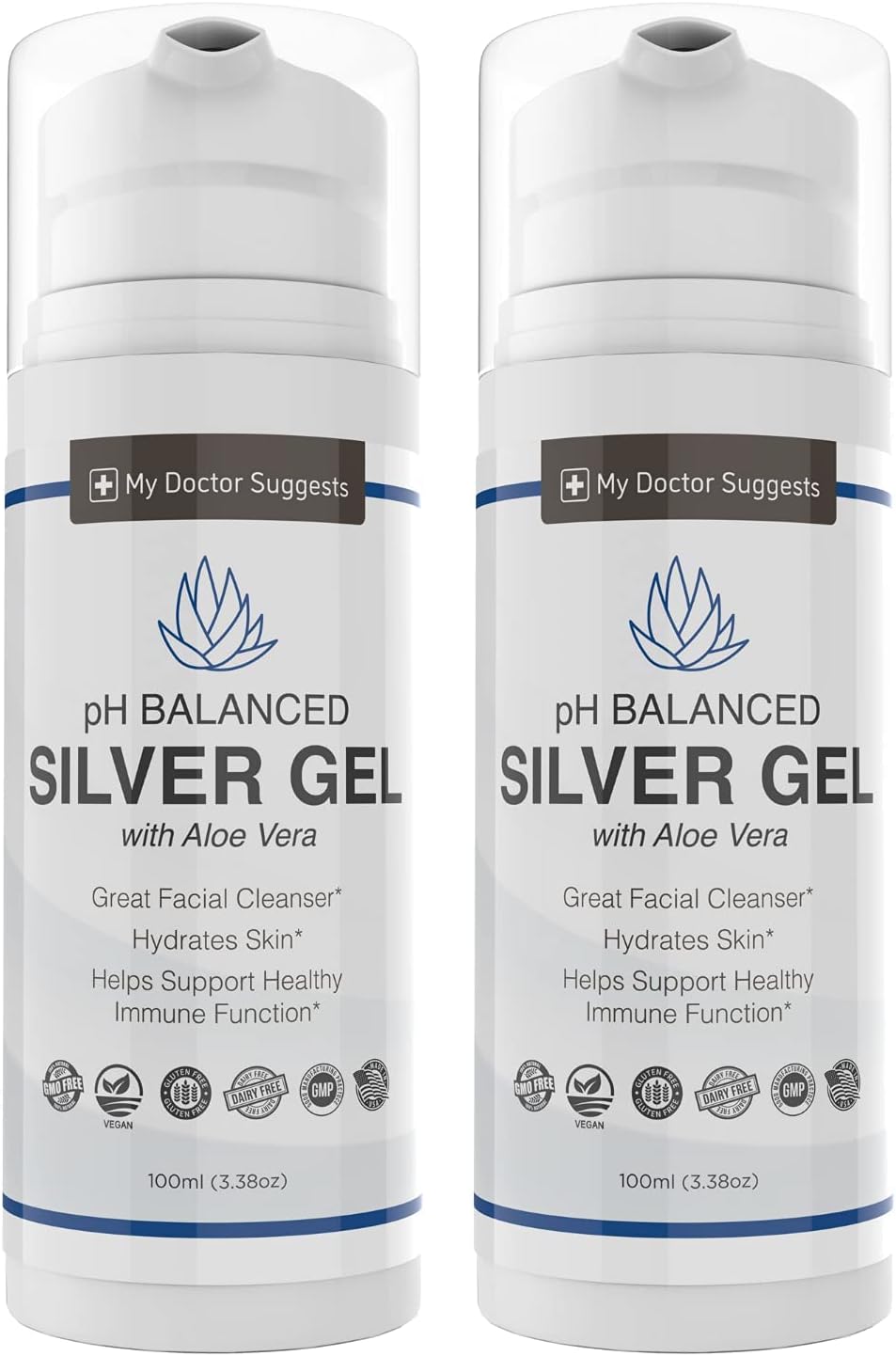 Silver Colloidal Gel with Aloe Vera 3.38 oz - Pack of 2 for Skin Care & Healing