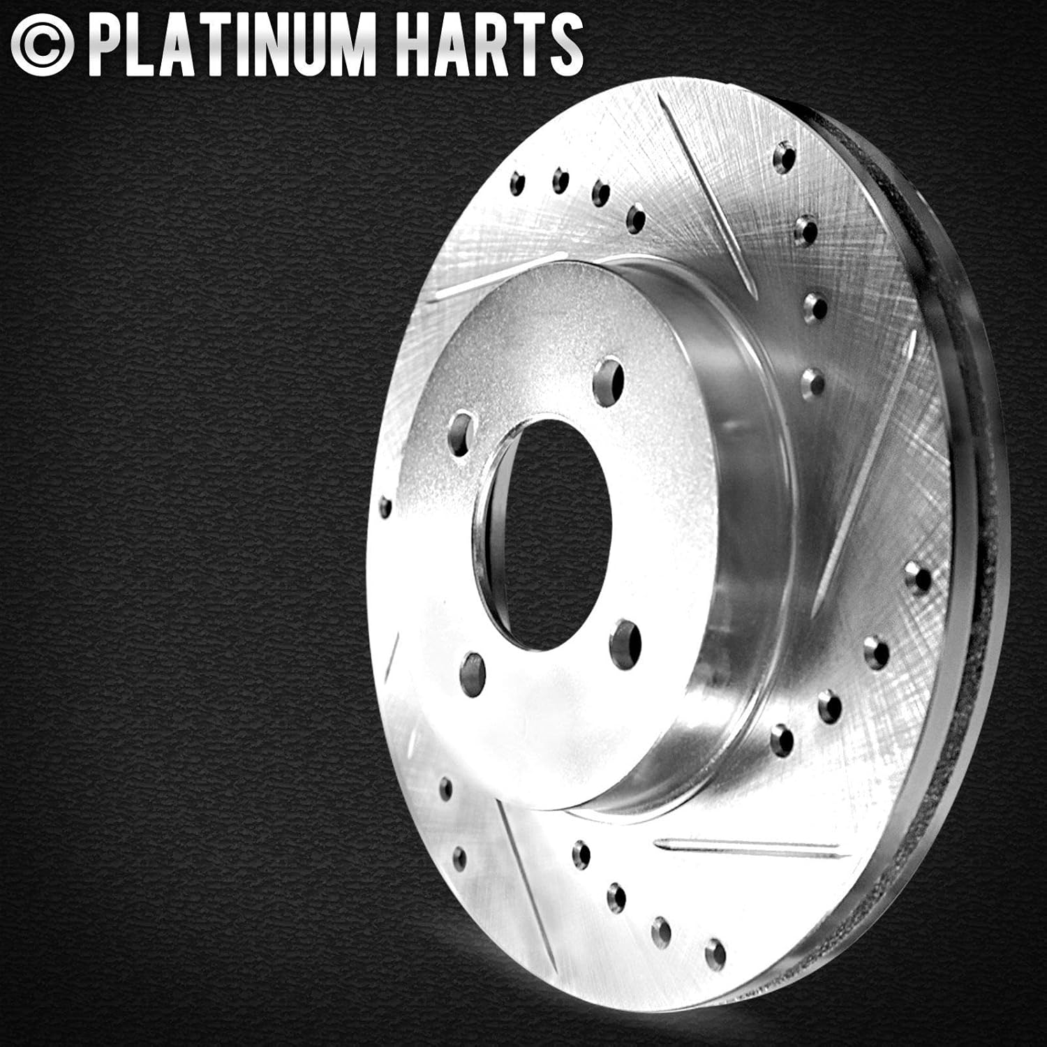 Silver Drilled Slotted Rear Brake Rotors with Ceramic Pads for 2011-2018 Porsche Cayenne by Hart Brakes