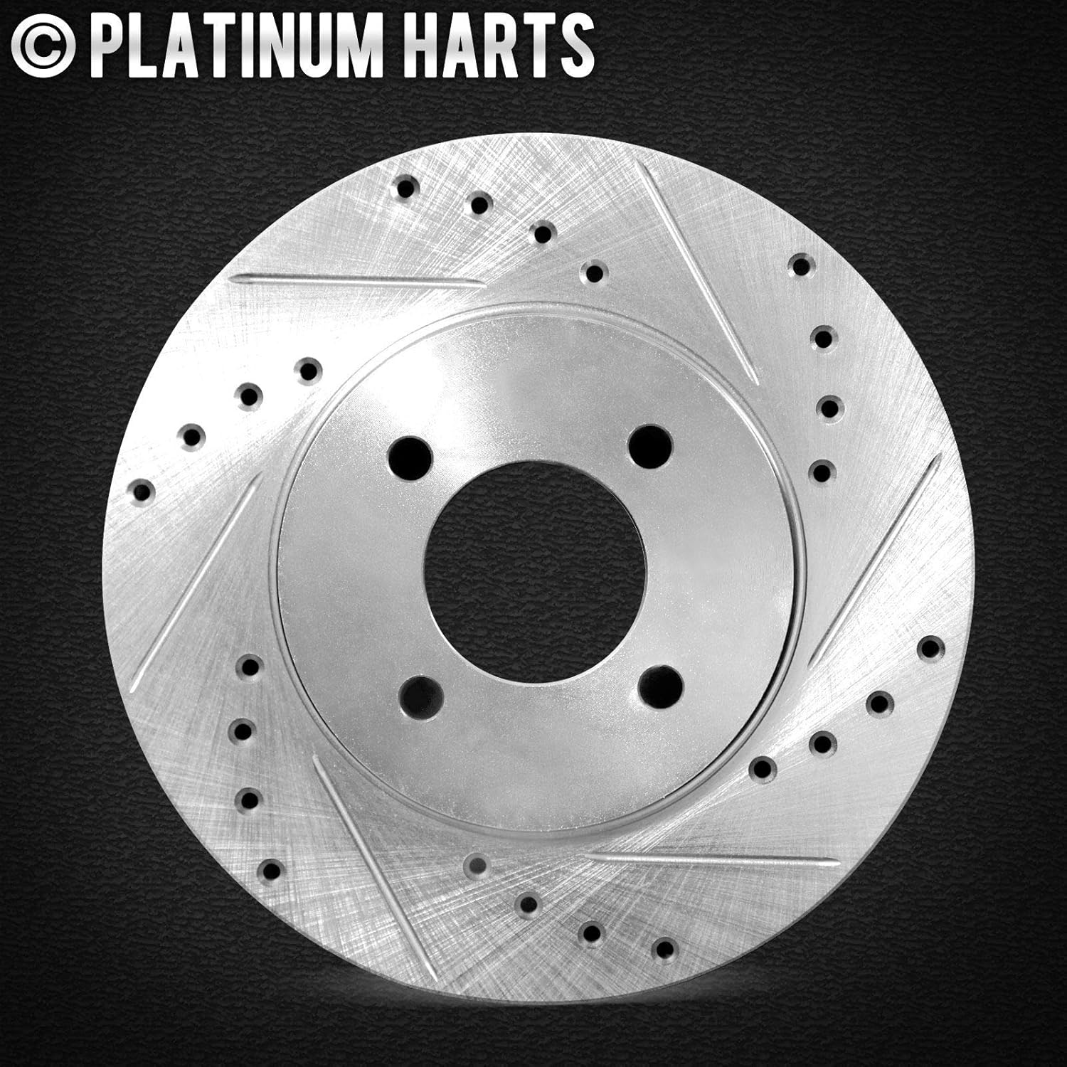 Silver Drilled Slotted Rear Brake Rotors with Ceramic Pads for 2011-2018 Porsche Cayenne by Hart Brakes