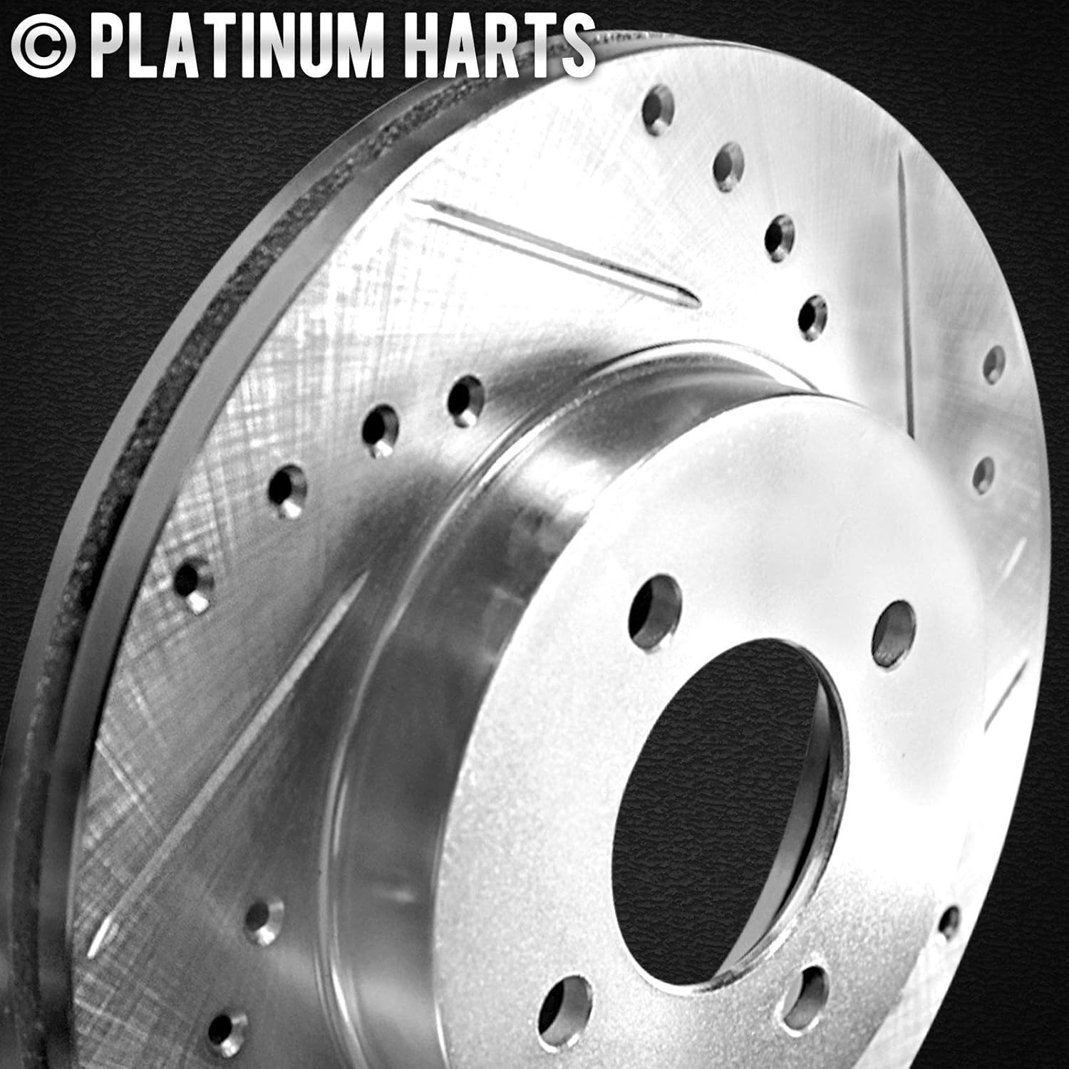 Silver Drilled Slotted Rear Brake Rotors with Ceramic Pads for 2011-2018 Porsche Cayenne by Hart Brakes