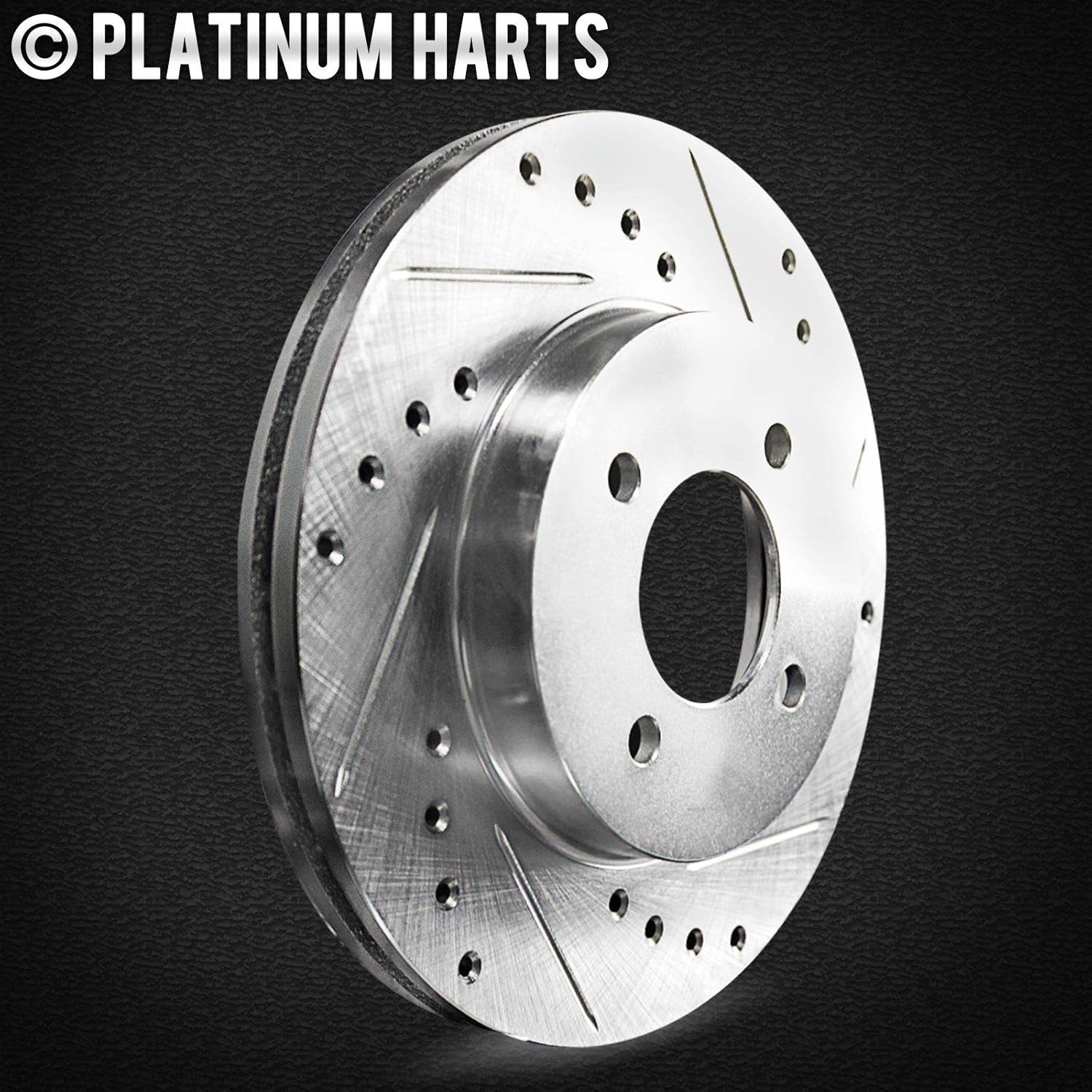 Silver Drilled Slotted Rear Brake Rotors with Ceramic Pads for 2011-2018 Porsche Cayenne by Hart Brakes