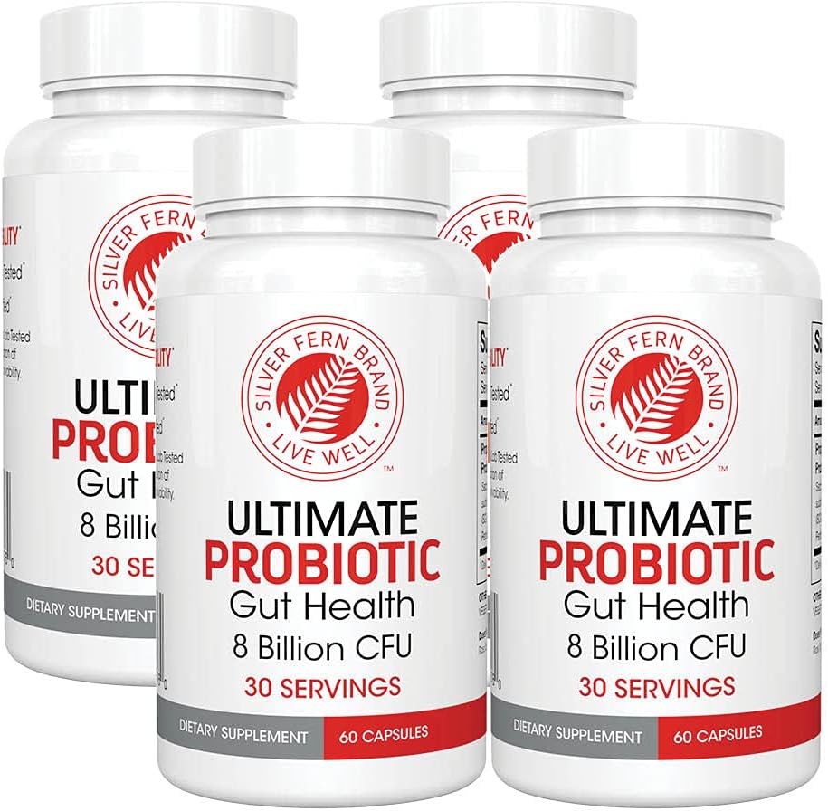 Silver Fern Ultimate Probiotic Supplement - Vegicaps for Daily Metabolic Restoration, DNA Verified Multi-Strain Capsules - 4 Bottles