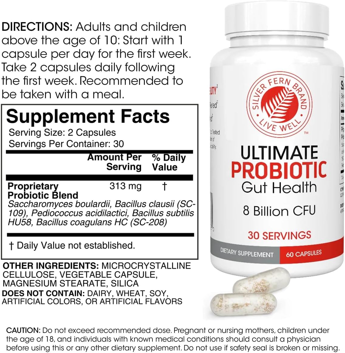 Silver Fern Ultimate Probiotic Supplement - Vegicaps for Daily Metabolic Restoration, DNA Verified Multi-Strain Capsules - 4 Bottles