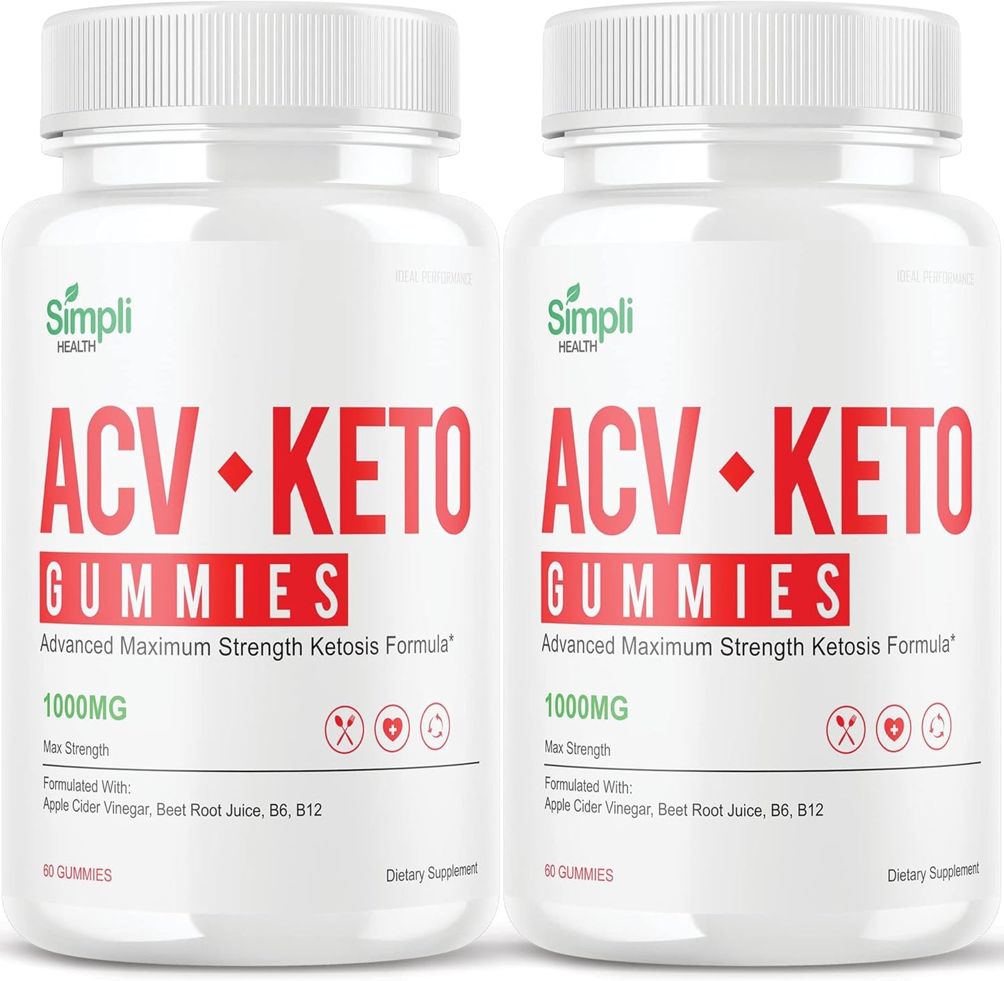Simpli Health Apple Cider Vinegar Ketosis Gummies - Ideal Performance (2 Pack)