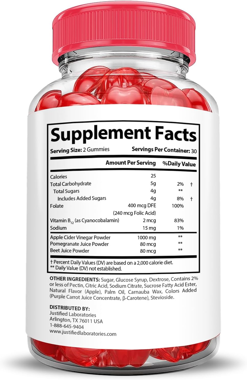 Simpli Health Keto ACV Gummies 1000MG with Pomegranate Beet Juice Powder - B12 Vegan Non GMO (60 Gummys)