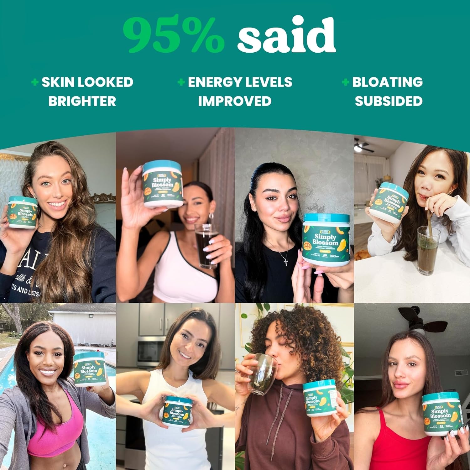 Simply Nature's Promise Women's Daily Greens & Superfood Powder with Collagen, Probiotics, and Mango Flavor for Digestive Health & Bloating Relief - 30 Day Supply