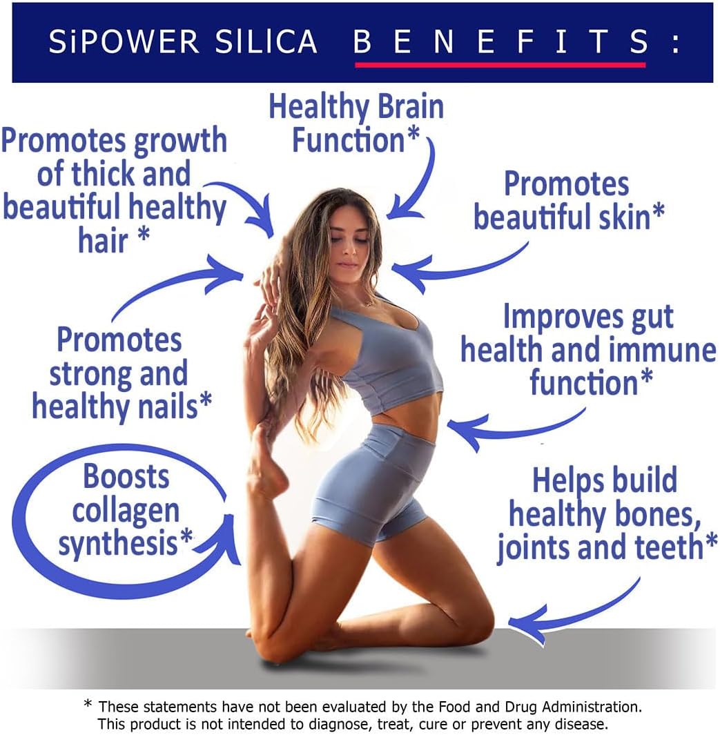 SiPower Silica Vegan Collagen + Fulvic Acid 4oz Glass Bottle - Immune System Support with Maximum Absorption - Concentrated Formula for Bones, Joints, Skin, Hair, Nails, and Digestive Health.