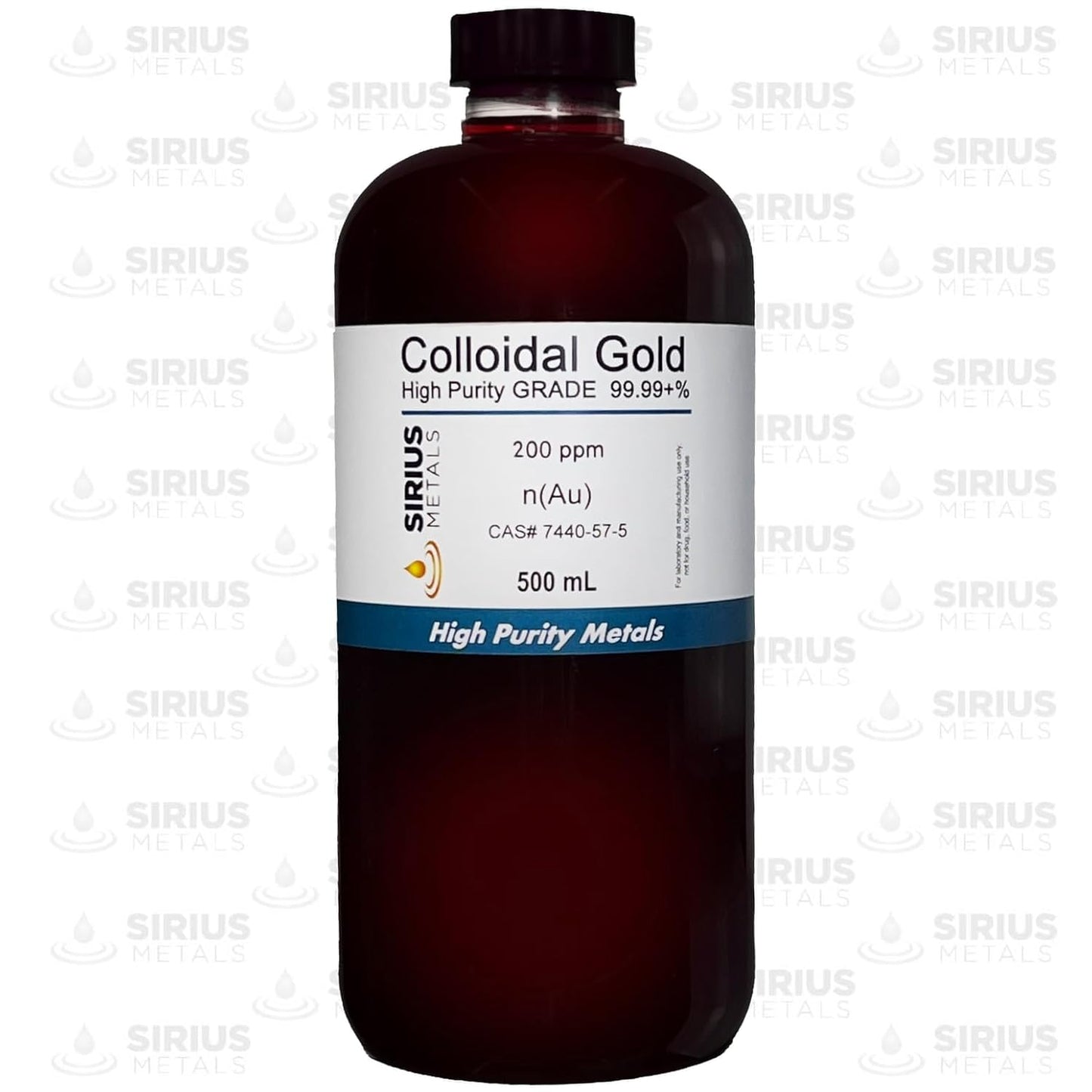 Sirius Metals 99.99% Pure True Colloidal Gold 200 ppm - 500 mL (16.9 Fl Oz) - Made in USA - BPA-Free Bottle