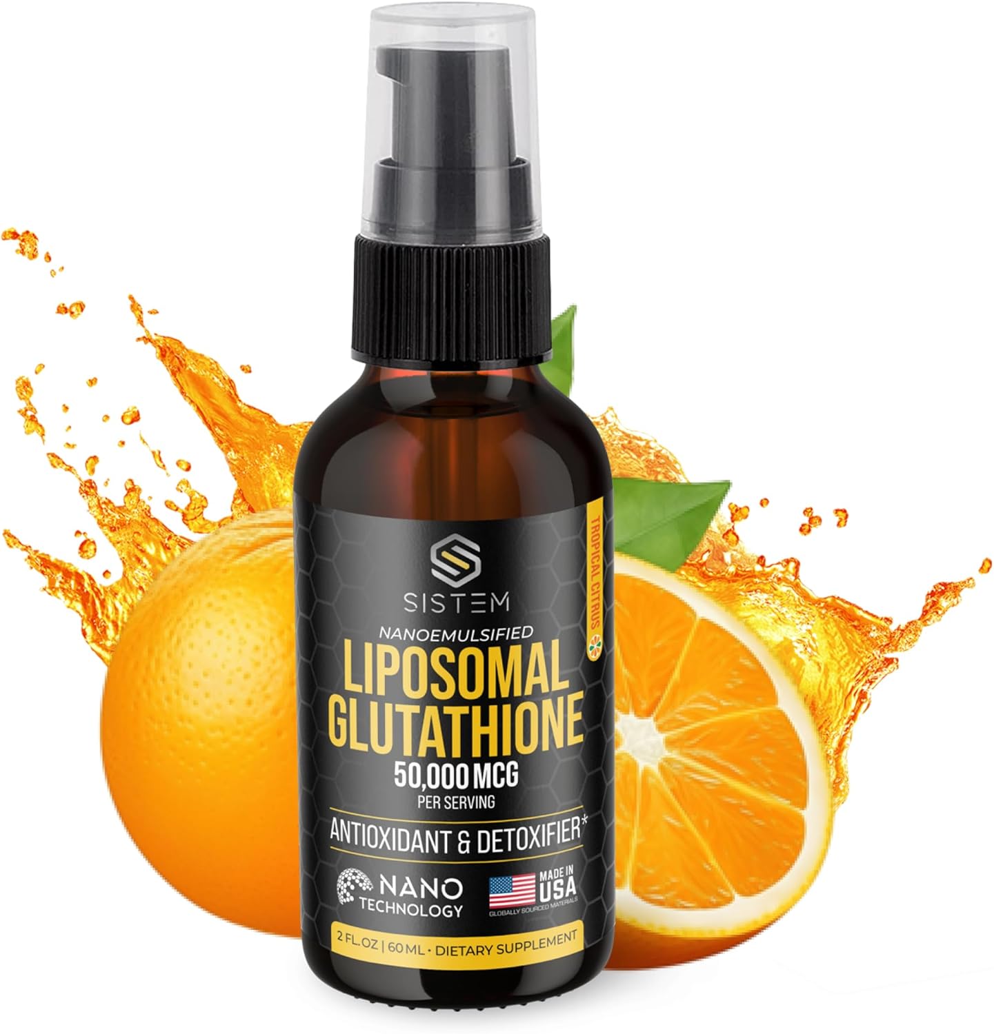 Sistem Liposomal Glutathione & Vitamin C Antioxidant Detox Cleanse - Immune Support Supplement, Tropical Citrus Flavor