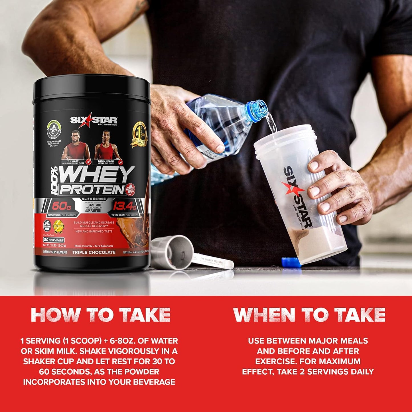 Six Star Whey Protein Plus with Immune Support - Vanilla, 2 lbs - Muscle Building Protein Powder for Lean Muscle Recovery - BoostGo Australia