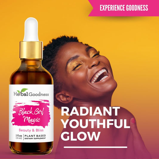 Skin Beauty Support for Women - Herbal Goodness Black Girl Magic Skin Supplements, Essential Ashwagandha Skin Food - 1 Bottle (2 fl oz)