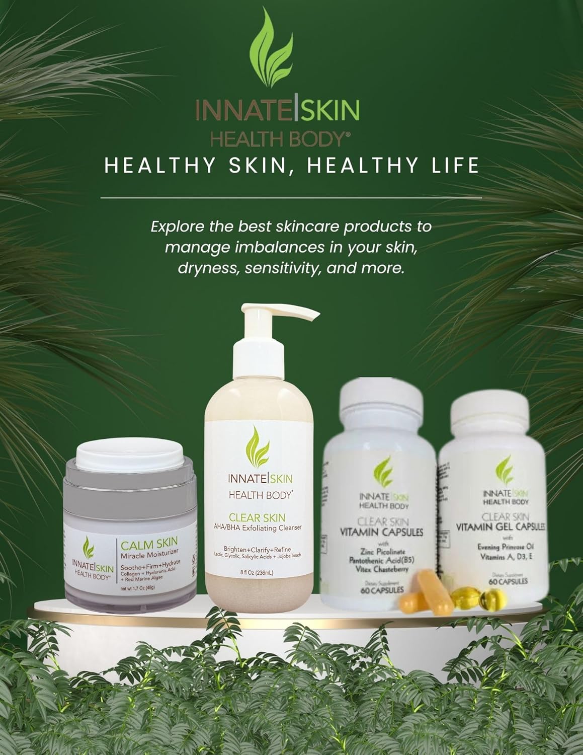 Skin Clear Acne Vitamins Capsules for Healthy Complexion - 60 Count