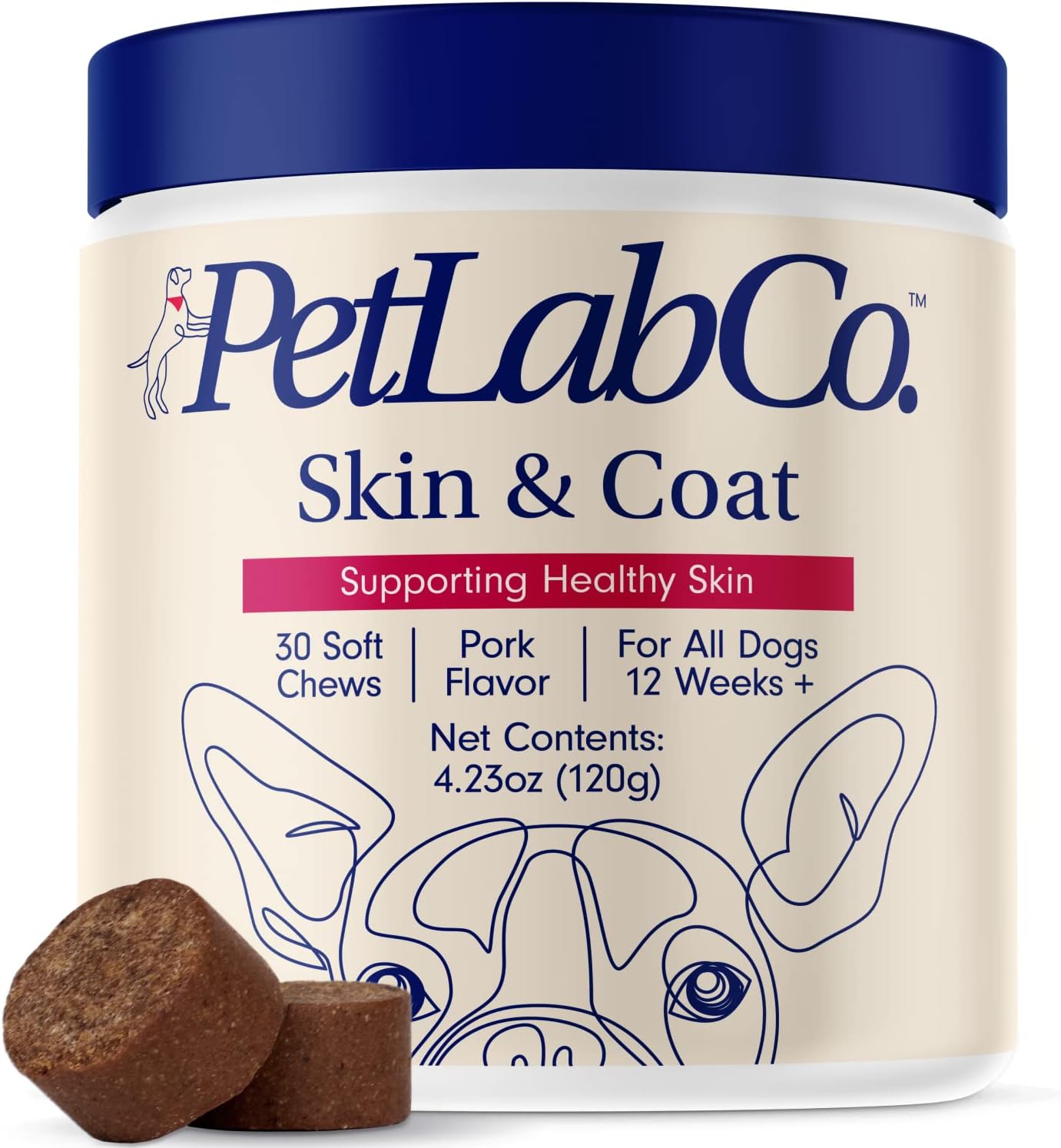 Skin & Coat Chew for Dogs - Improve Scalp and Fur Health with Tasty Chew Packed with Fatty Acids, Vitamins, and Apple Cider Vinegar for Comfort and Healthy Coat