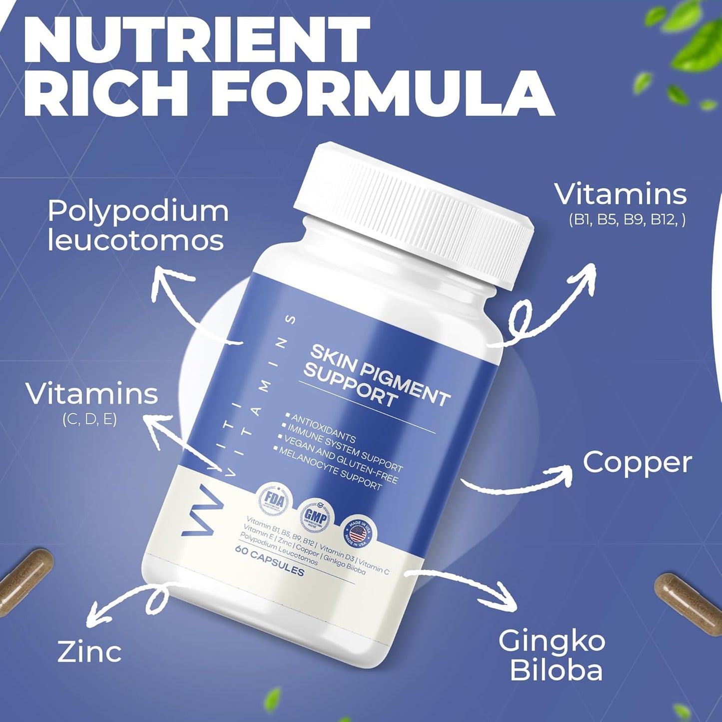 Skin Pigment Support Supplement with Polypodium Leucotomos for Faster Results - 60 Capsules - BoostGo Australia