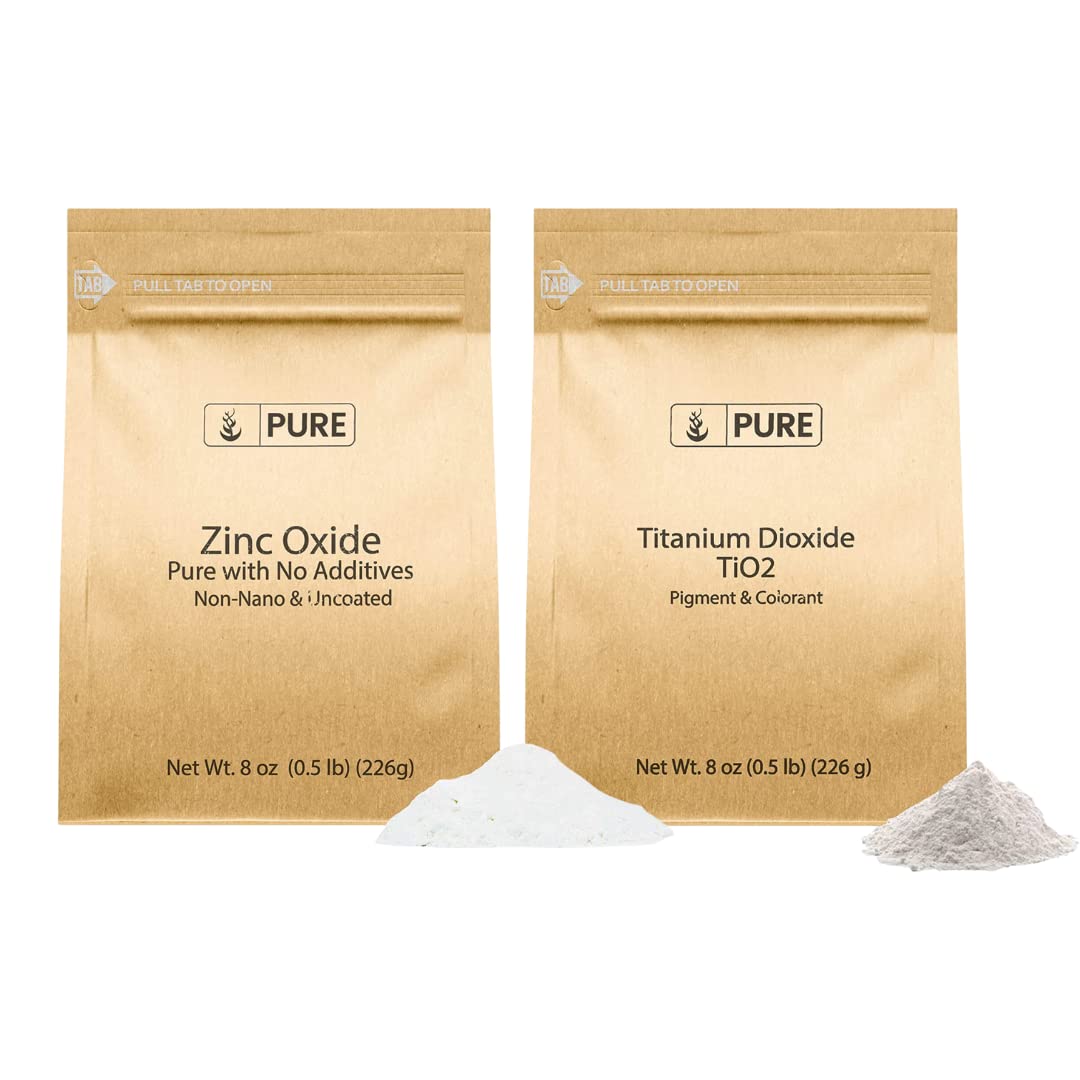 Skin-Safe Sun Protectant Bundle with Zinc Oxide and Titanium Dioxide (8 oz) - Pure Original Ingredients for Ultimate Sun Protection