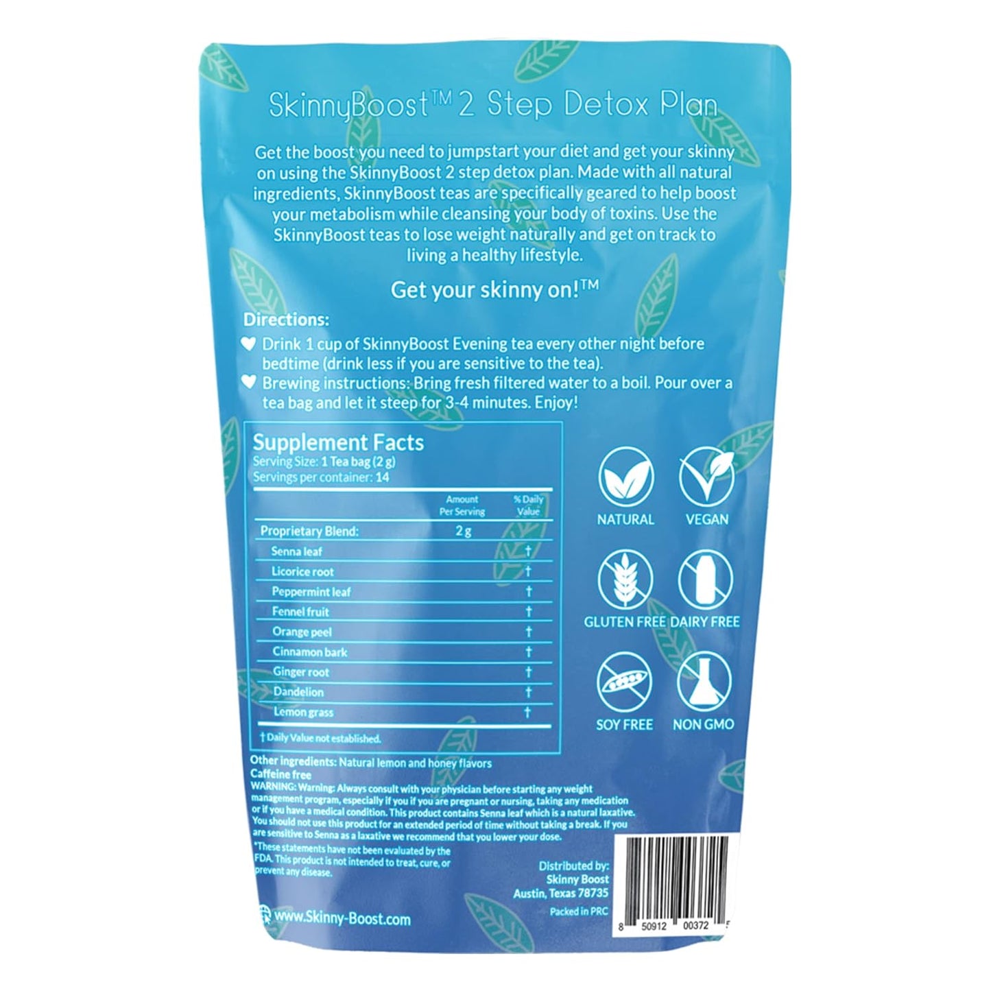 SkinnyBoost 28 Day Detox Tea Kit (3 PACK) - Non GMO, Vegan, All Natural Cleanse Kit with Daytime and Evening Teas