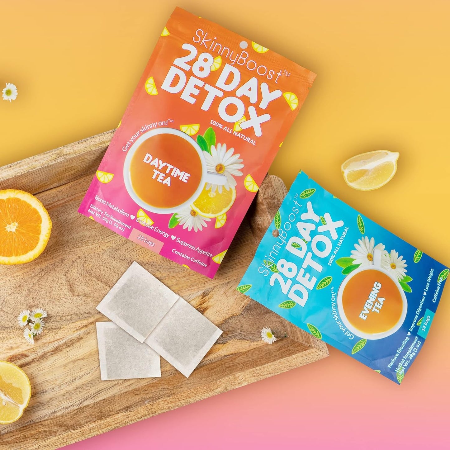 SkinnyBoost 28 Day Detox Tea Kit (3 PACK) - Non GMO, Vegan, All Natural Cleanse Kit with Daytime and Evening Teas
