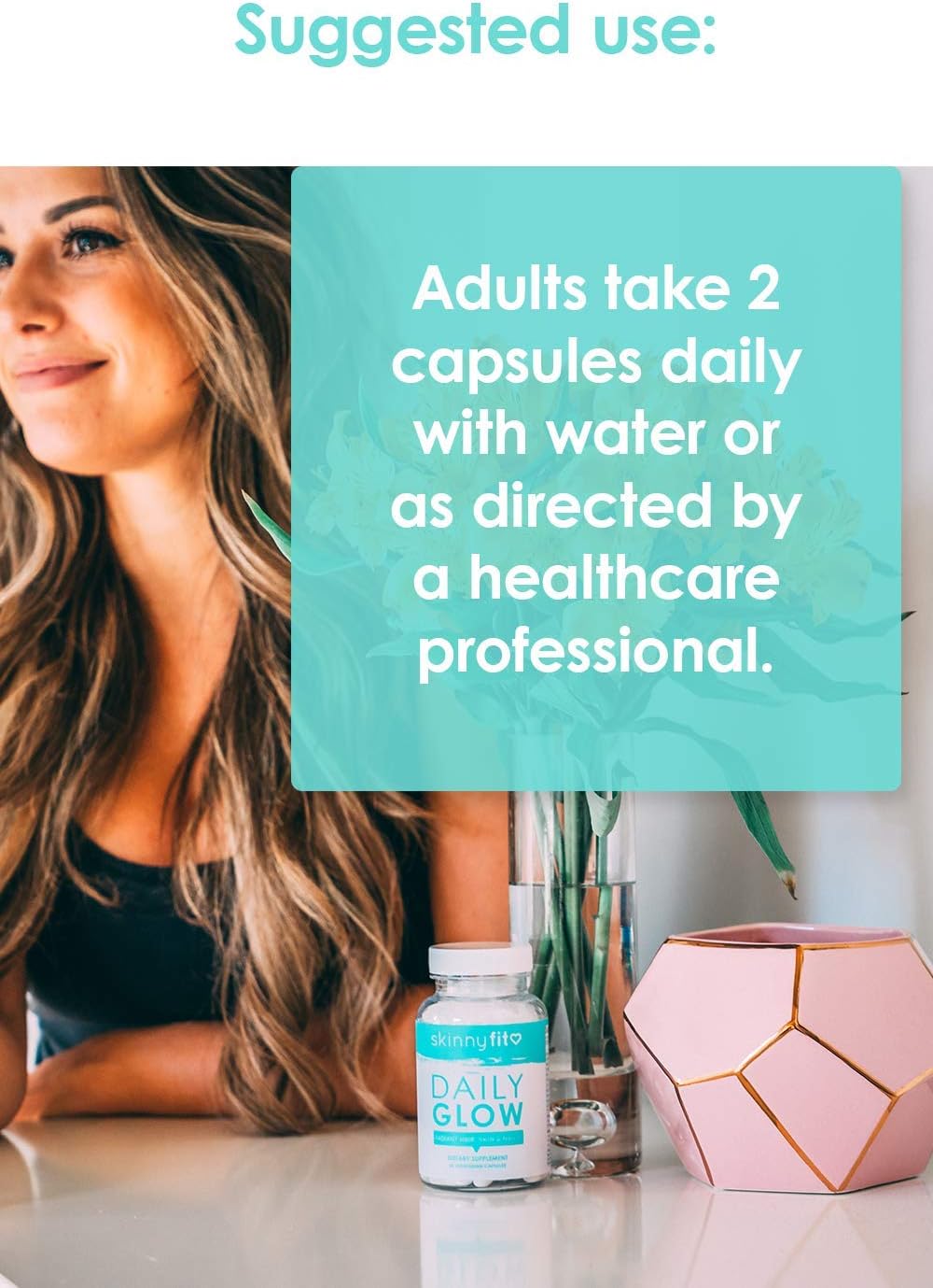 SkinnyFit Daily Glow Capsules: Youthful Skin, Brighter Complexion - Hair, Skin, and Nails Supplement