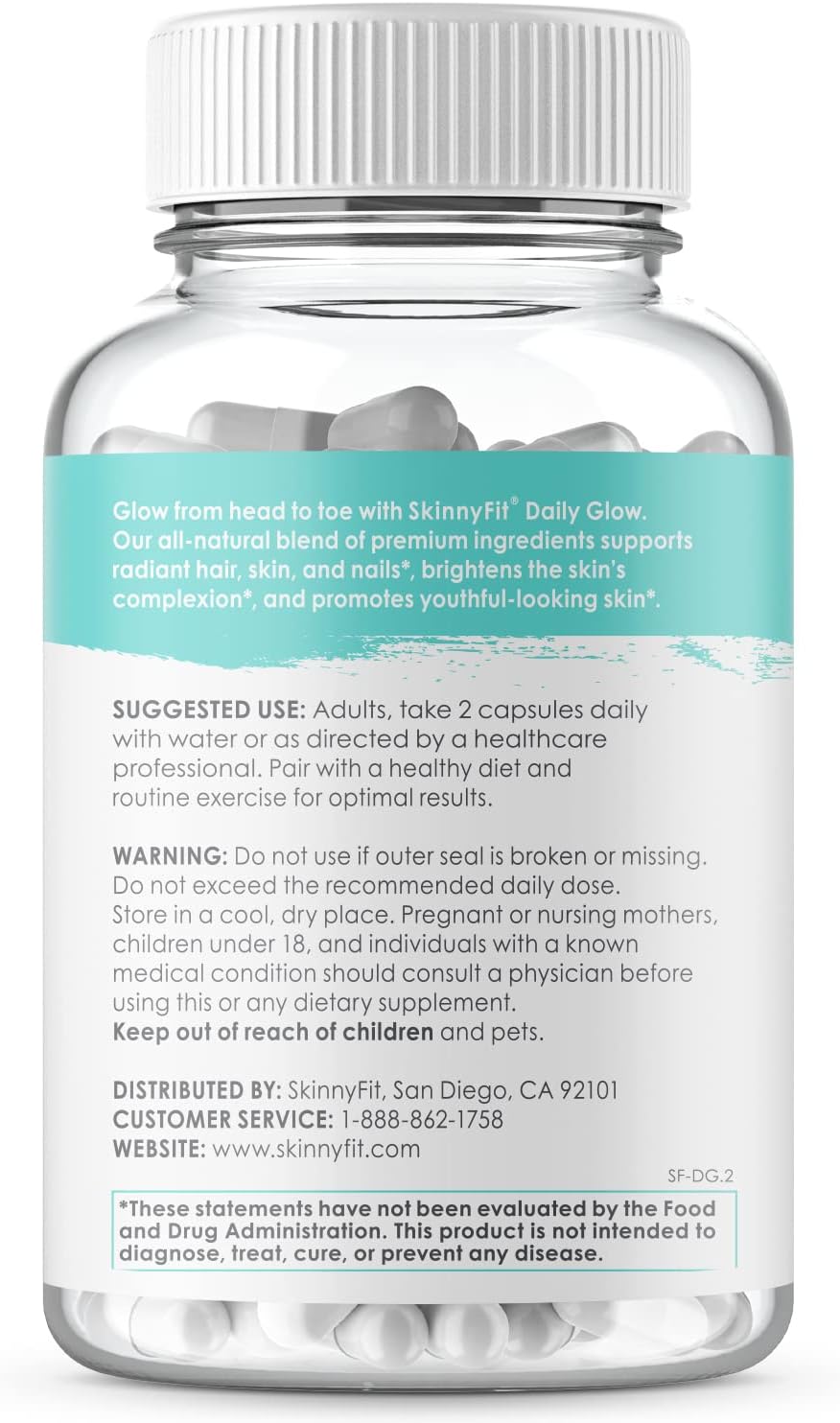 SkinnyFit Daily Glow Capsules: Youthful Skin, Brighter Complexion - Hair, Skin, and Nails Supplement