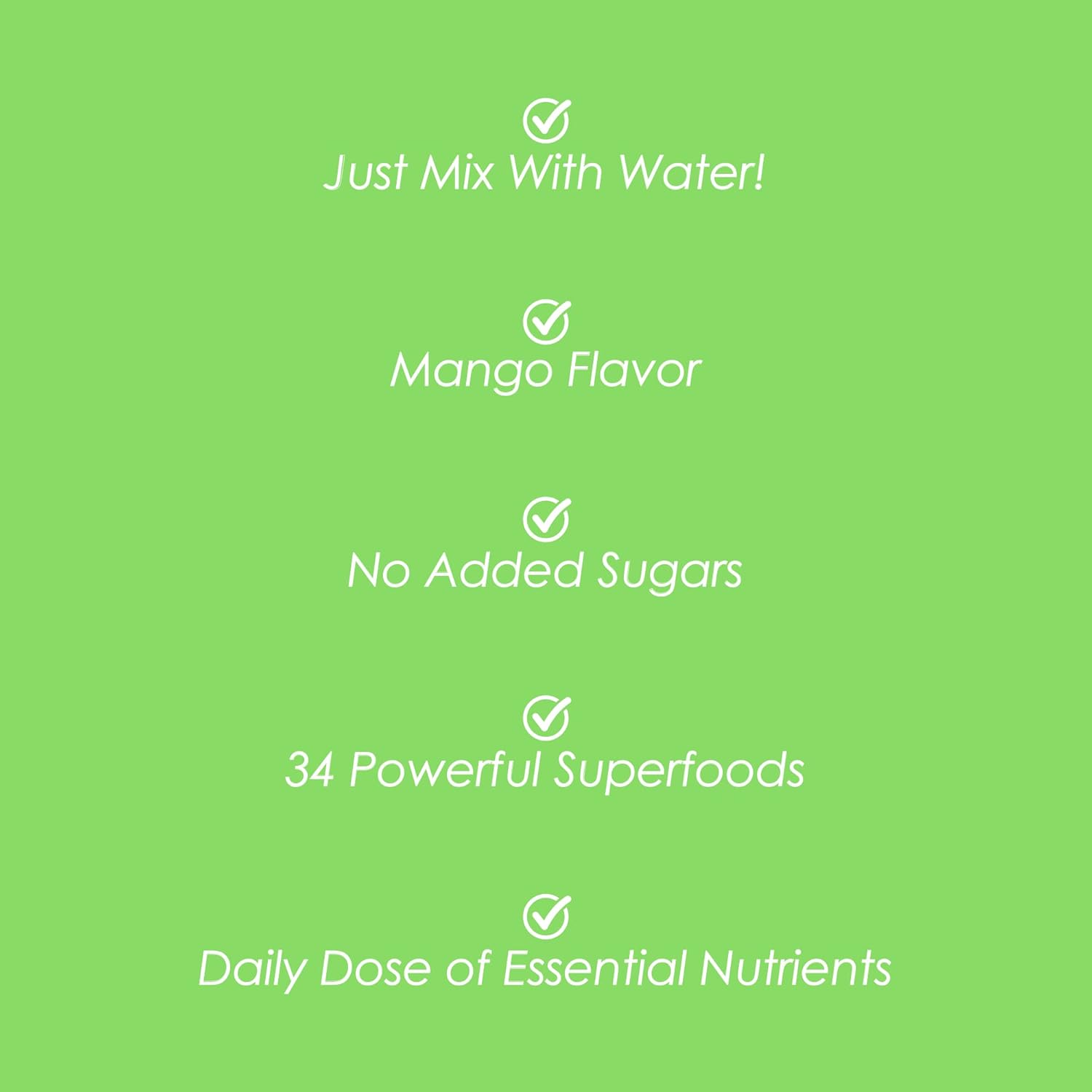 SkinnyFit Mango Splash Skinny Greens Powder - Natural Energy & Focus, Reduce Bloating, Spirulina, Chlorella - 30 Servings