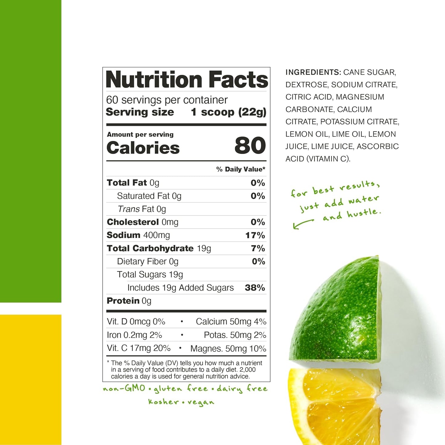 Skratch Labs Lemon Lime Hydration Powder | Electrolyte Sport Drink Mix | 60 Servings | Non-GMO, Vegan, Kosher