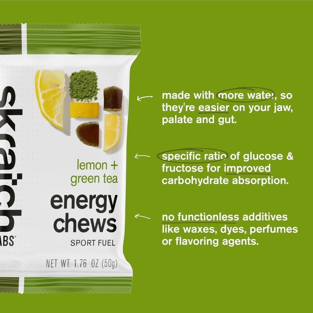 Skratch Labs Matcha Lemon Energy Chews: Gluten-Free Vegan Gummies for Running & Cycling
