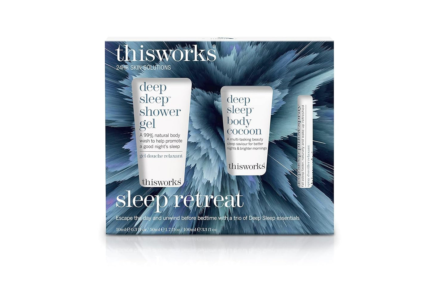 Sleep Retreat Travel Set: Deep Sleep Pillow Spray, Body Moisturizer, Shower Gel - Lavender, Camomile, Vetivert - Relaxation Kit for Restful Sleep