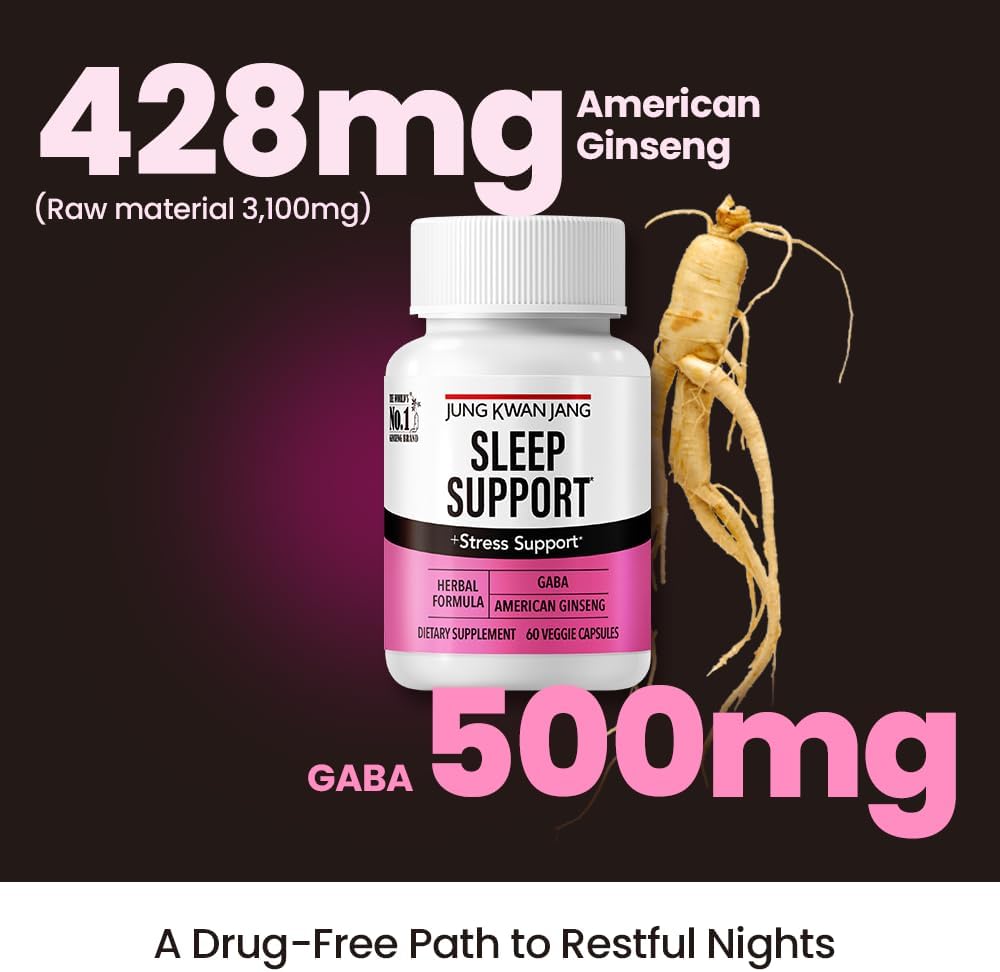 Sleep Support GABA Complex 500mg with American Ginseng Capsules for Better Sleep and Increased Energy