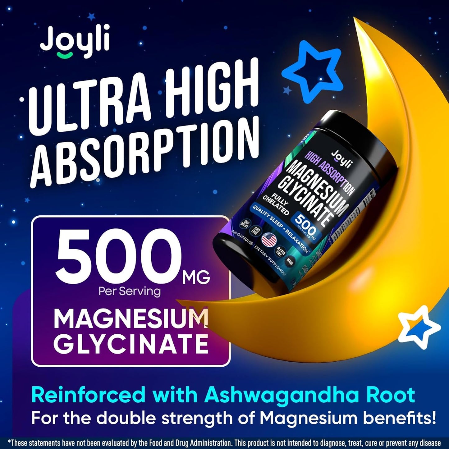 Sleep Support Magnesium Supplement with Ashwagandha Root Extract - High Absorption Chelated Magnesium Capsules - 400mg Magnesium Glycinate + 100mg Manganese - 200 Vegan Capsules