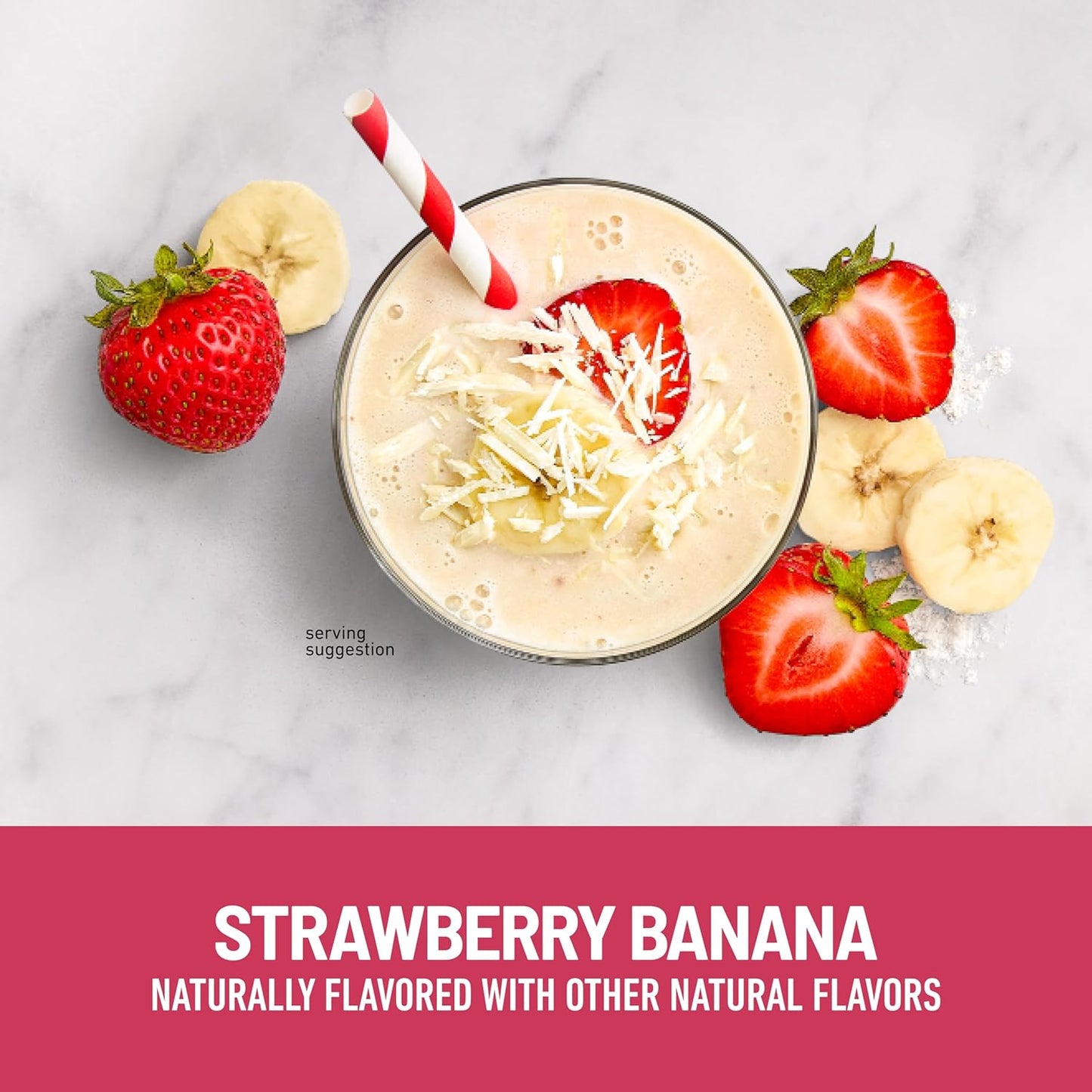 SlimFast High Protein Smoothie Mix Plus Fruit Powder, Strawberry Banana Flavor, 21 Servings, 1.29lbs, Meal Replacement Powder with Fiber and Vitamin C