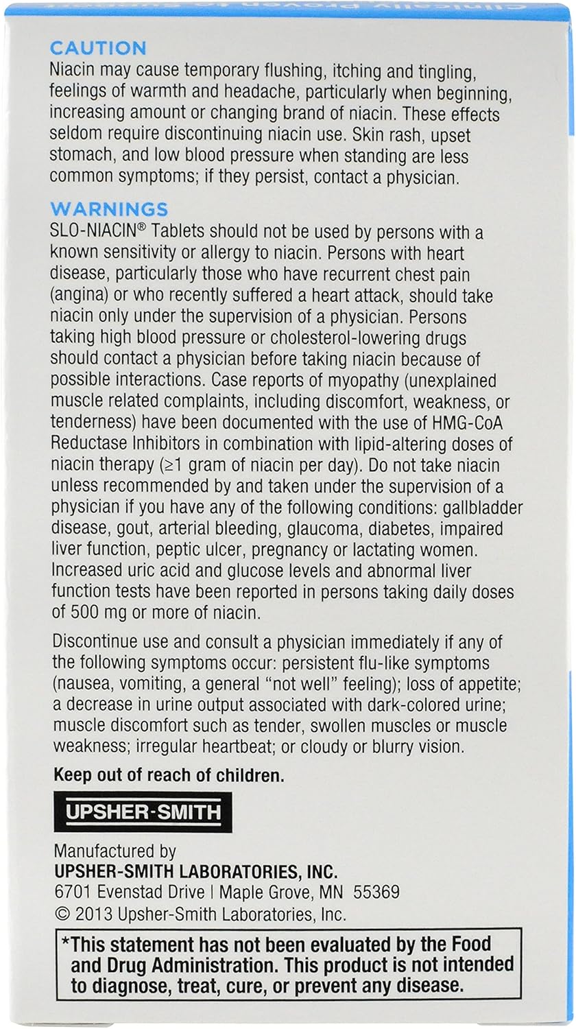 Slo-Niacin Polygel 500 mg Controlled-Release Niacin Capsules, 100 Count Bottle