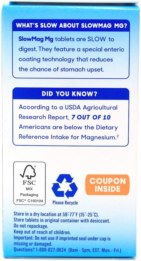 Slow-Mag Magnesium Chloride and Calcium Tablets - 60 Count (Pack of 6) - Value Bundle